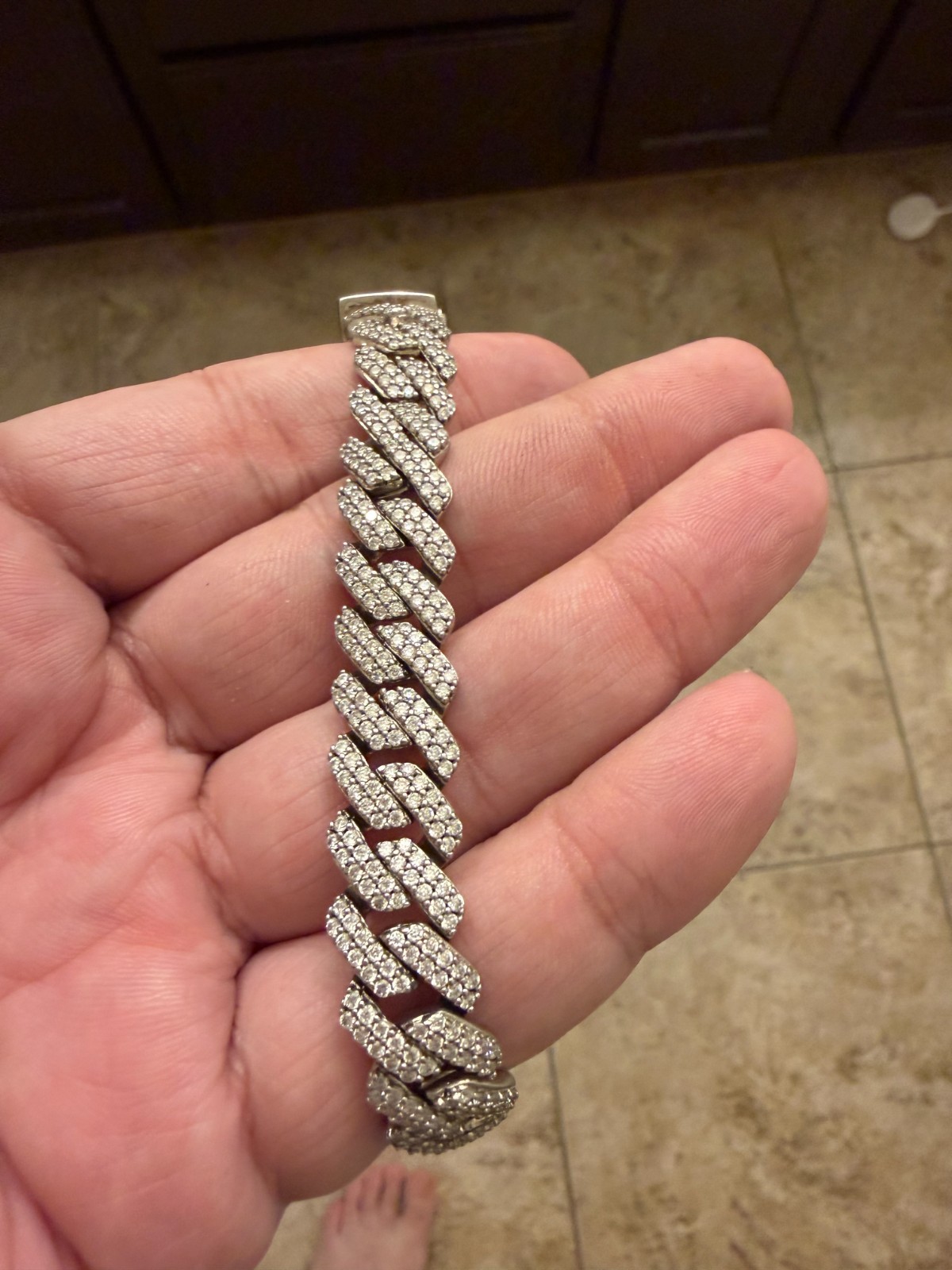 VVS1 Moissanite Straight Edge Cuban 8mm 8 inch Bracelet 925 Silver