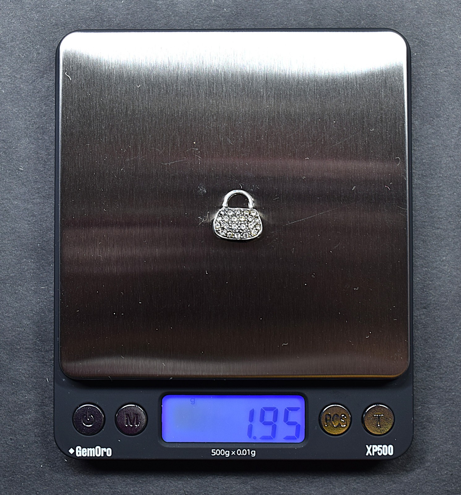 Sterling Silver Purse Charm – Pavé Rhinestones – .925 Marked – 1.95g Jewelry