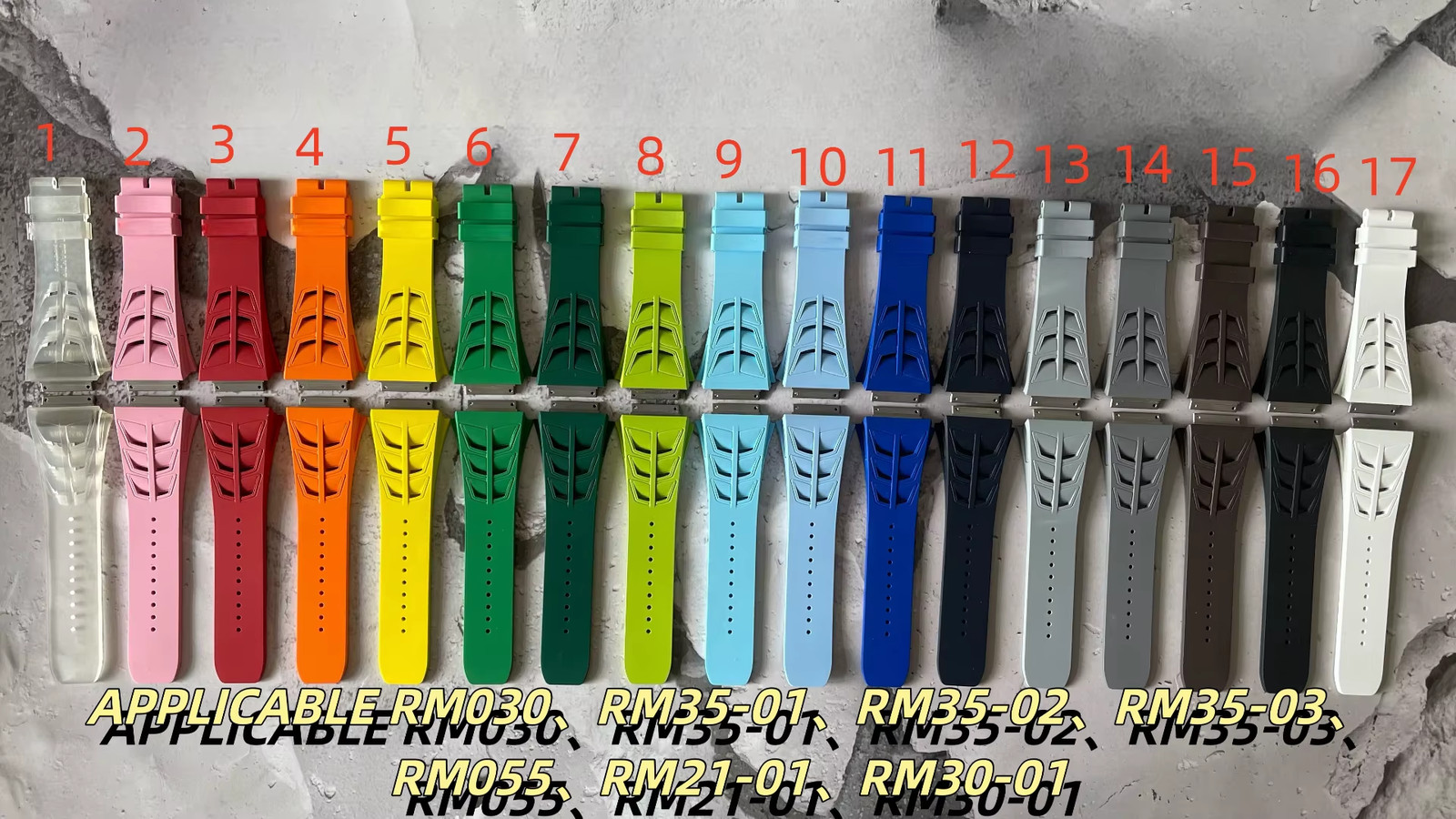 M Size FKM Fluoro Rubber Watch Band Strap Fits Richard Mill RM030 RM055