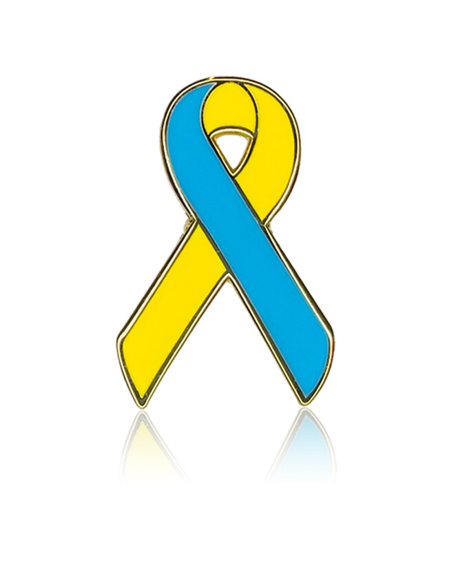 Ukraine Awareness Ribbon Pin – Blue & Yellow Ukrainian Flag Crossed Badge Pin