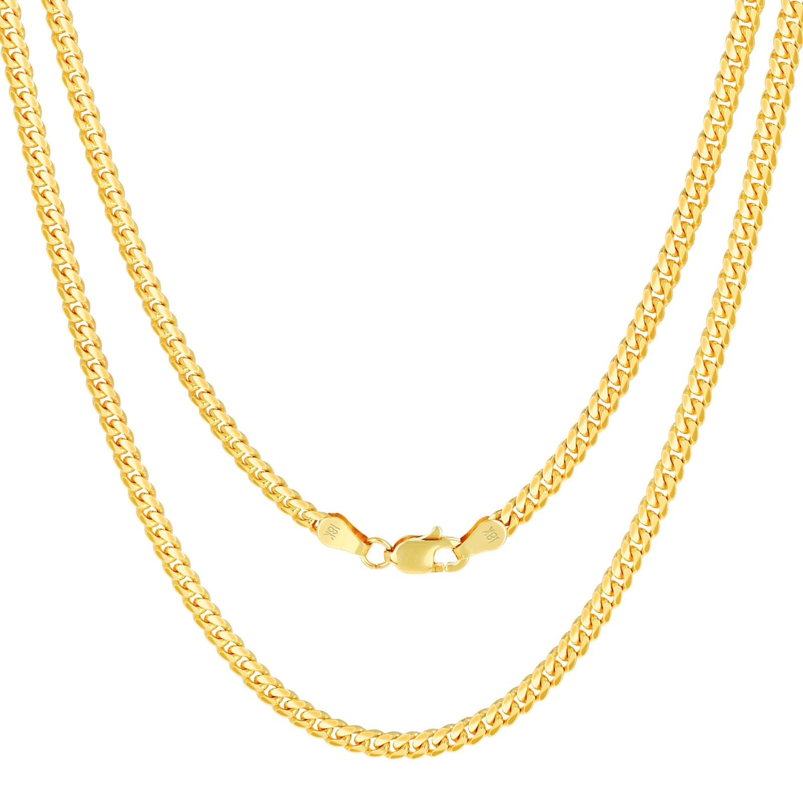 18K Yellow Gold Solid 2.7mm-7mm Miami Cuban Chain Necklace Mens Womens 16″-30″