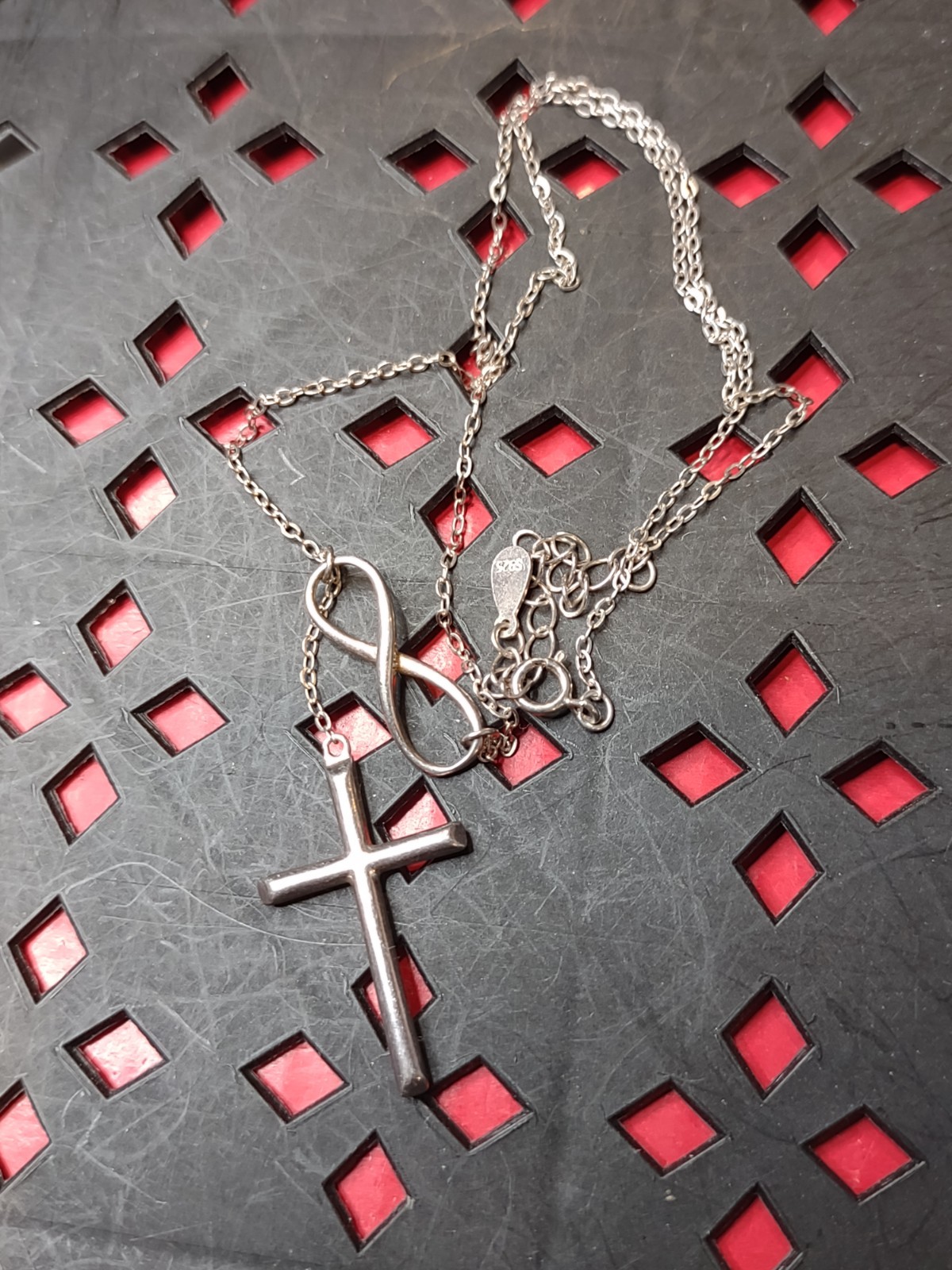 18 Inch Sterling Silver Infinity Cross Necklace