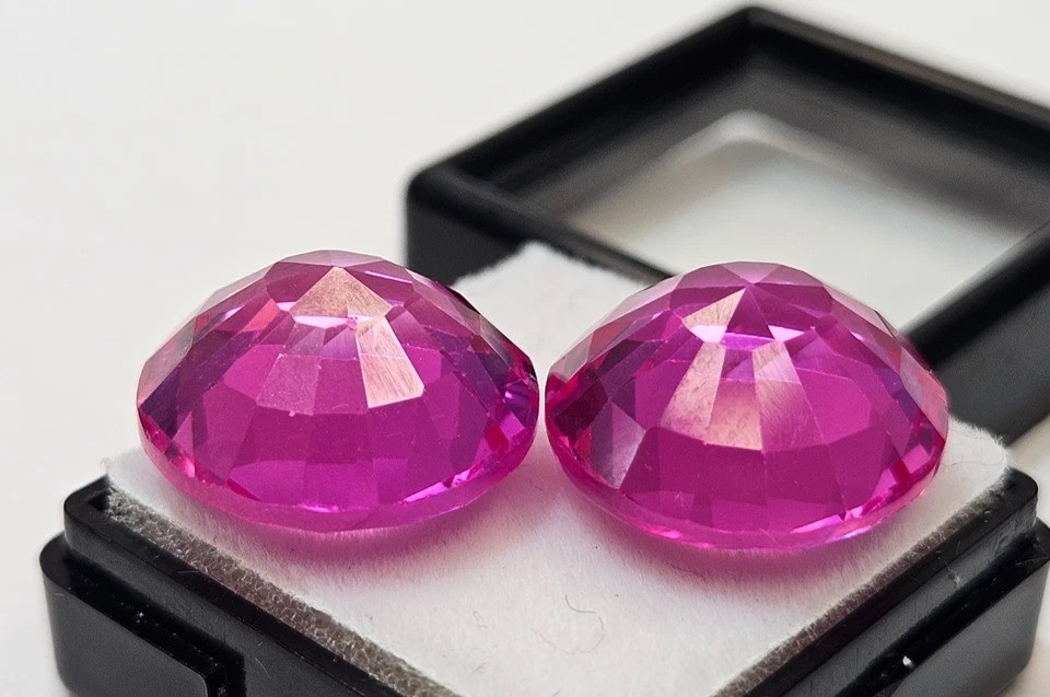 Sapphire Pink Pair of 35+ Ct Natural Round Cut For Jewellery Making Gemstone