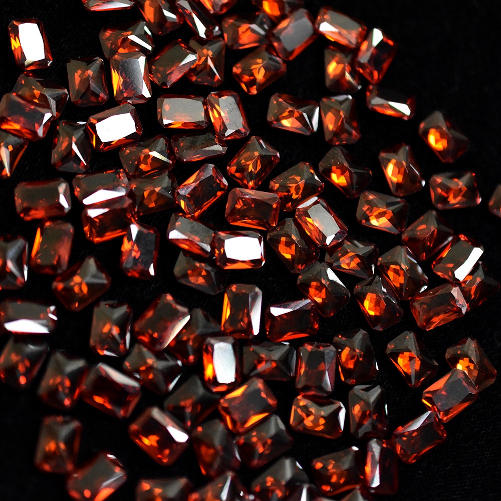 7×5 mm Natural Orange Sapphire 12.00 Ct Lot Certified Emerald Cut Gems For Gift