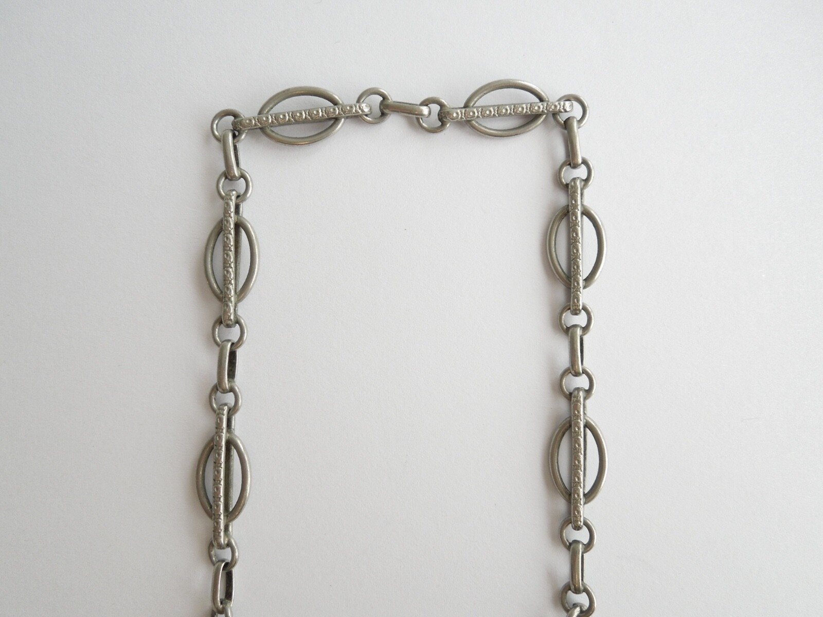 Vintage Watch Chain Silver Tone Metal 10.8 G / 25.5 Cm / Max. Width 0.8 Cm