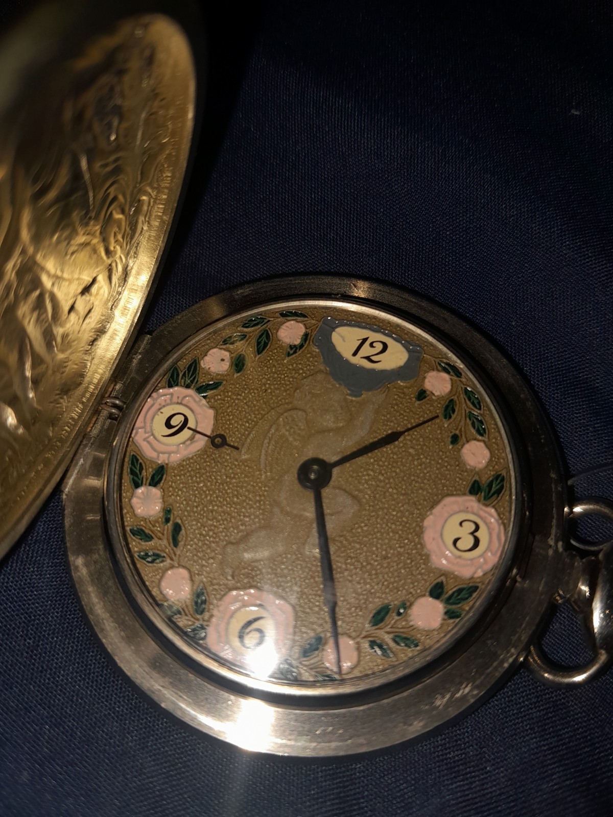 Vintage Molnija Pocket Watch Cherub 18 Jewels Cal 3602 Russia Export RUNNING