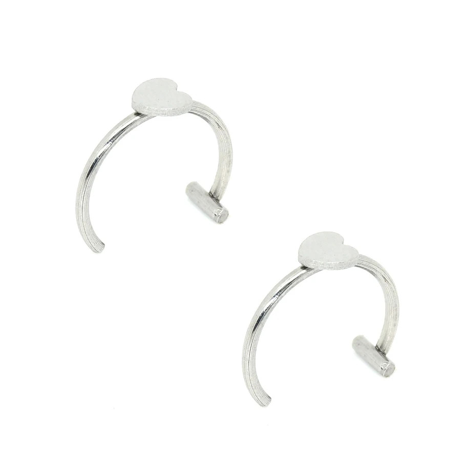 2PCS Trendy 10mm Stainless Steel Punk Clip on Fake Piercing Nose Wrap Lip Rings