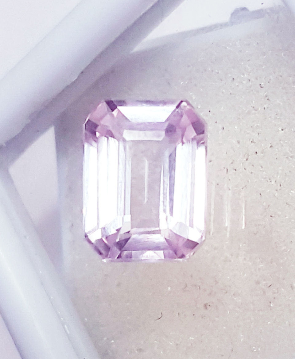 GIE Certified 6.80 Ct Natural Light Pink Sapphire Emerald Shape Loose Gemstone