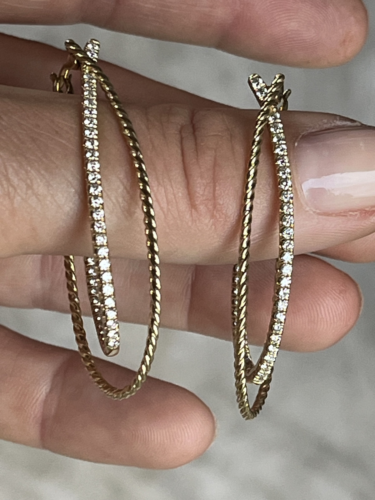 Gabriel & co twisted diamond hoop oval earrings
