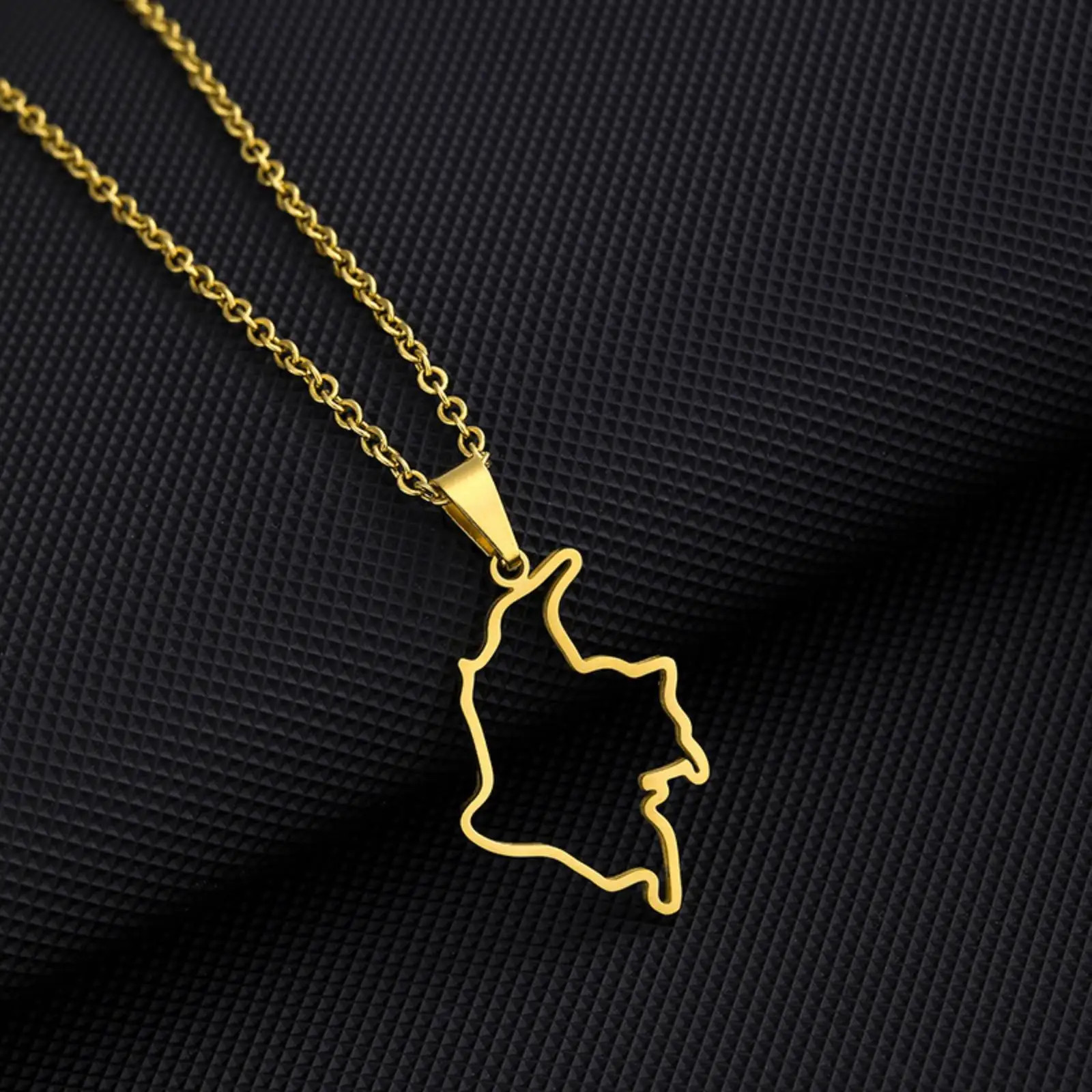 Colombia Map Pendant Necklace for Women Men Stainless Steel Jewelry Accessories
