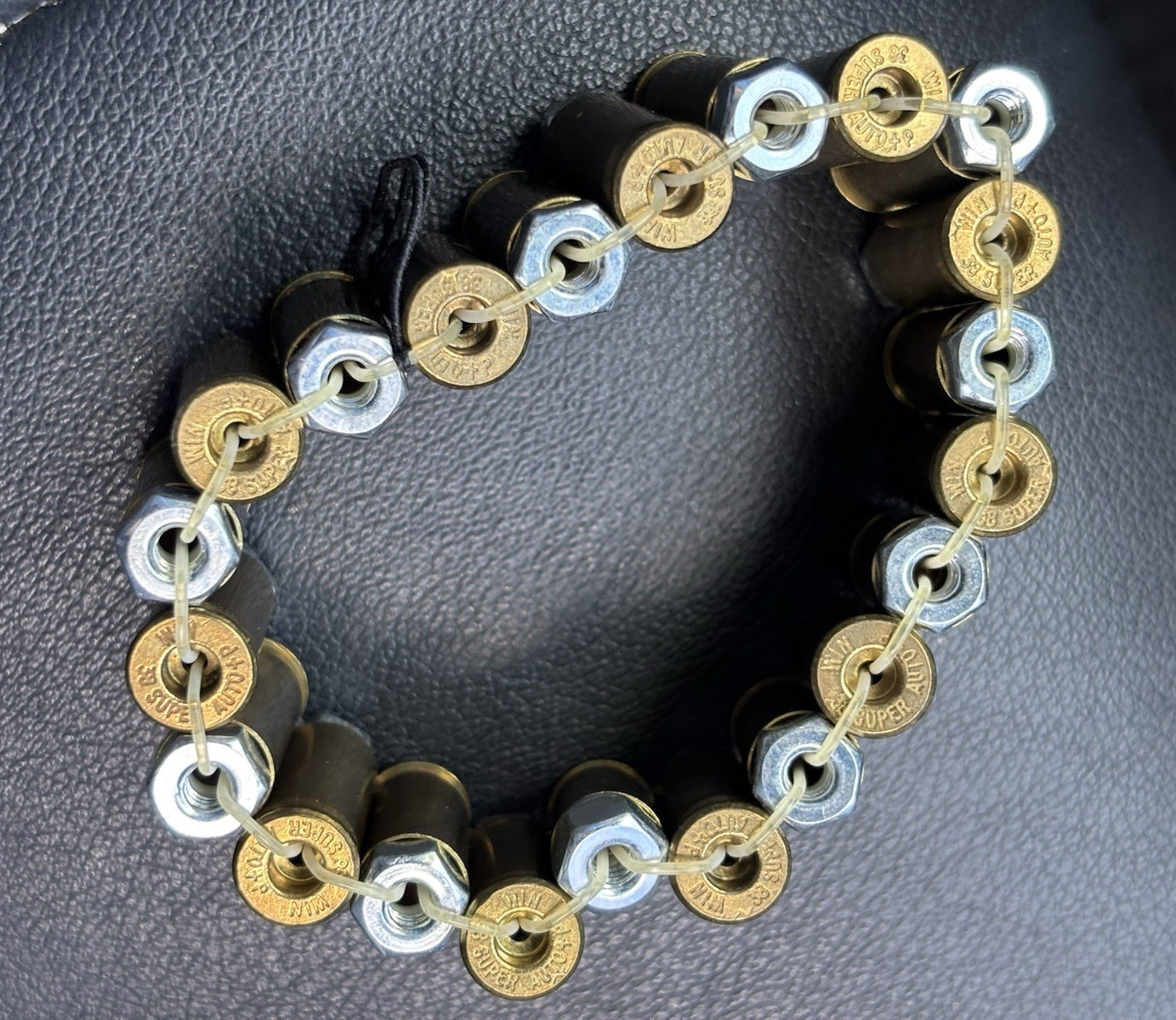 Bullet Theme Brass Cable Chain Bracelet, Stretch Slip-On, Gold/Silver/Black