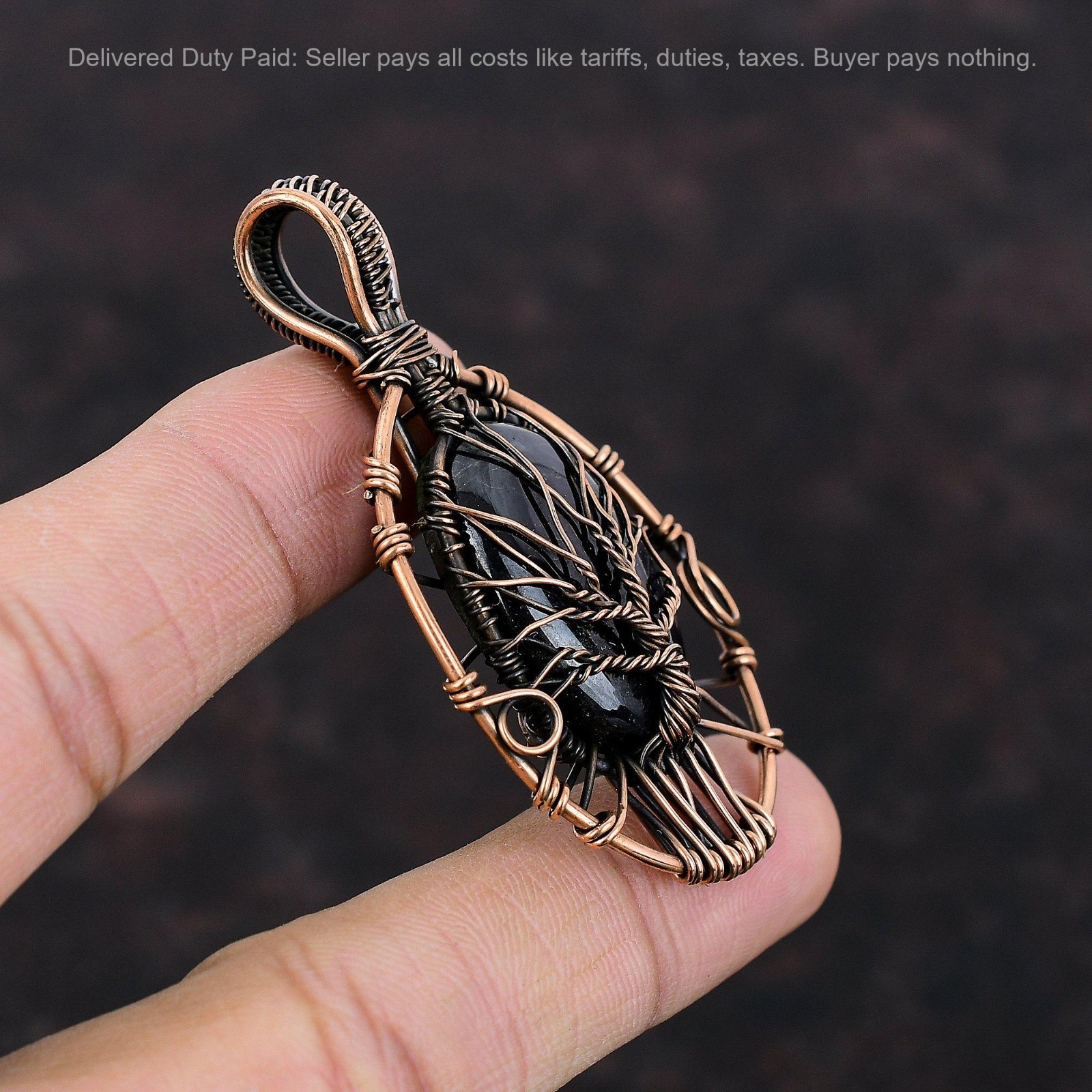 Copper Oval Sugilite Gemstone Ethnic Wire Wrapped Tree Of Life Pendant Jewelry