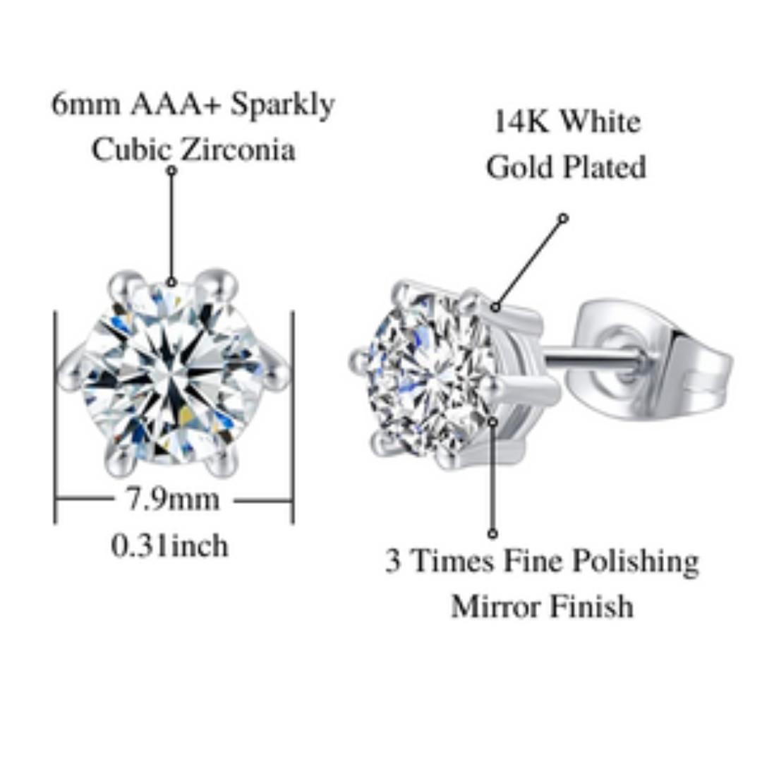18k Gold Plated Cubic Zirconia Stud Earrings Tennis Bracelet Necklaces for Women