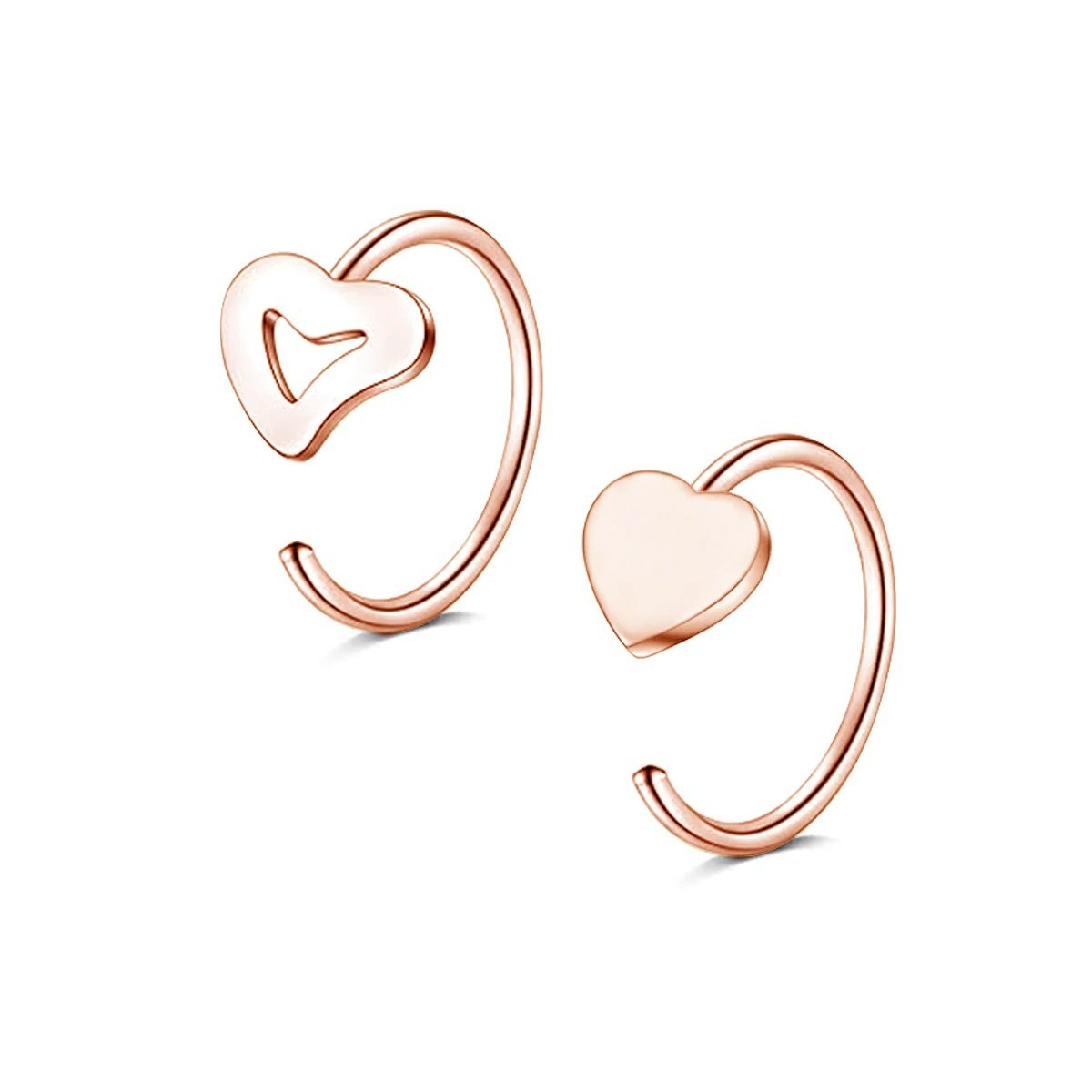 💖✨ C-Shaped Hollow Heart Nose Ring Set Stainless Steel – 2/5pcs – NEW