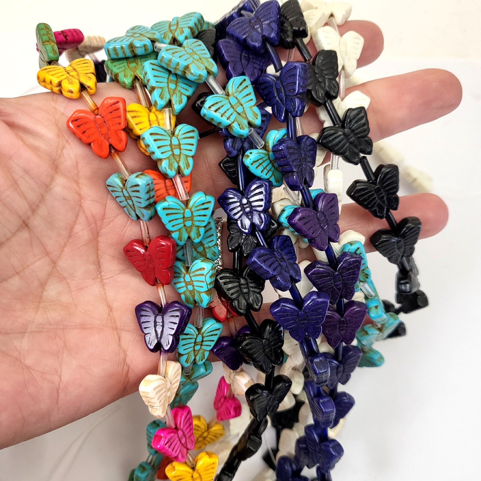 Turquoise Butterfly Beads Howlite 15mm Summer Jewelry Beads 15″ Strand Crafts