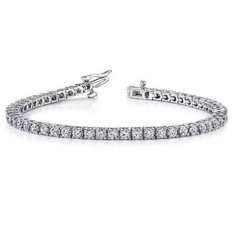 5.49Ct Round GDGL Natural Diamond Women’s Tennis Bracelet Real 14K White Gold