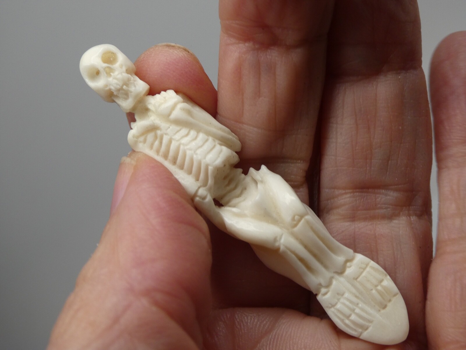 Skeleton Standing Double Sided Anatomical Natural Water Buffalo Bone Pendant