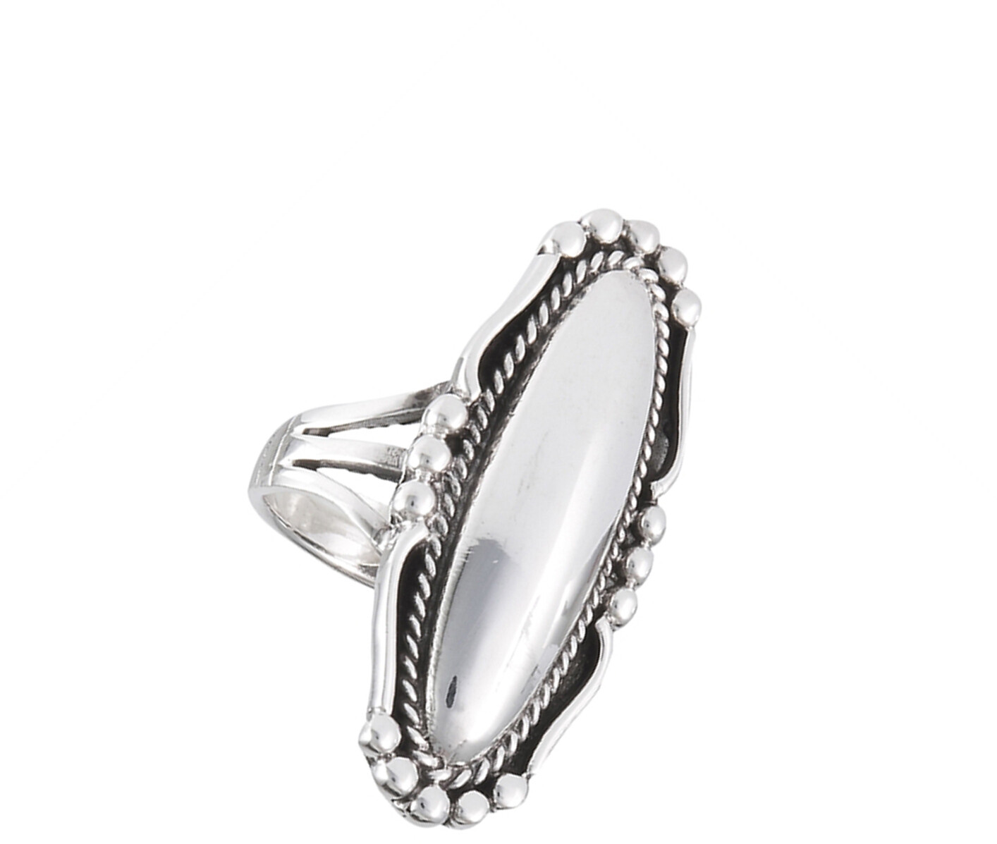 Long Bali Rope Bead Shiny Oval Ring New .925 Sterling Silver Band Sizes 6-10