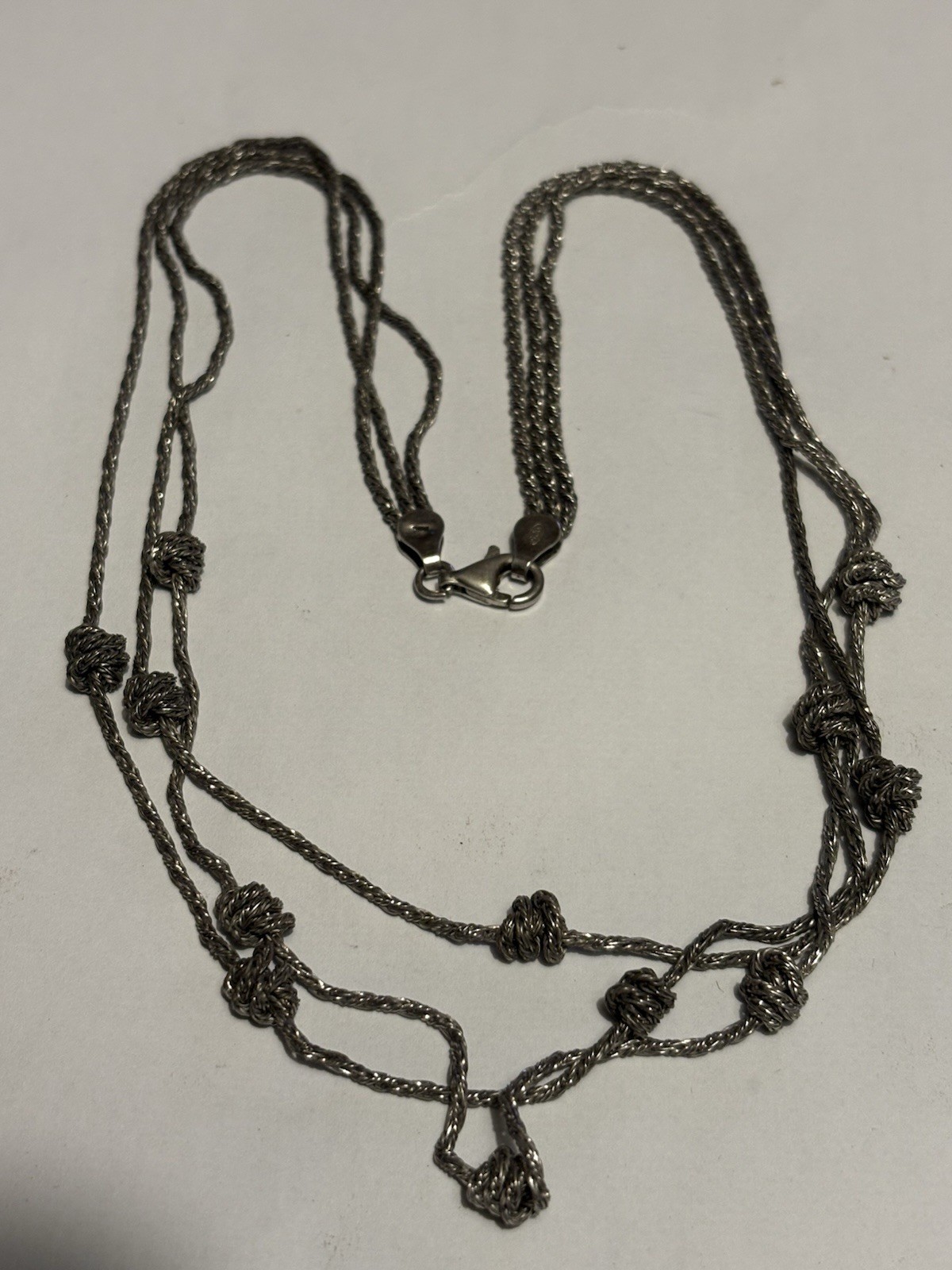 Vintage Sterling Silver 925 Multi Strand Knot Necklace 40cm 15.21g