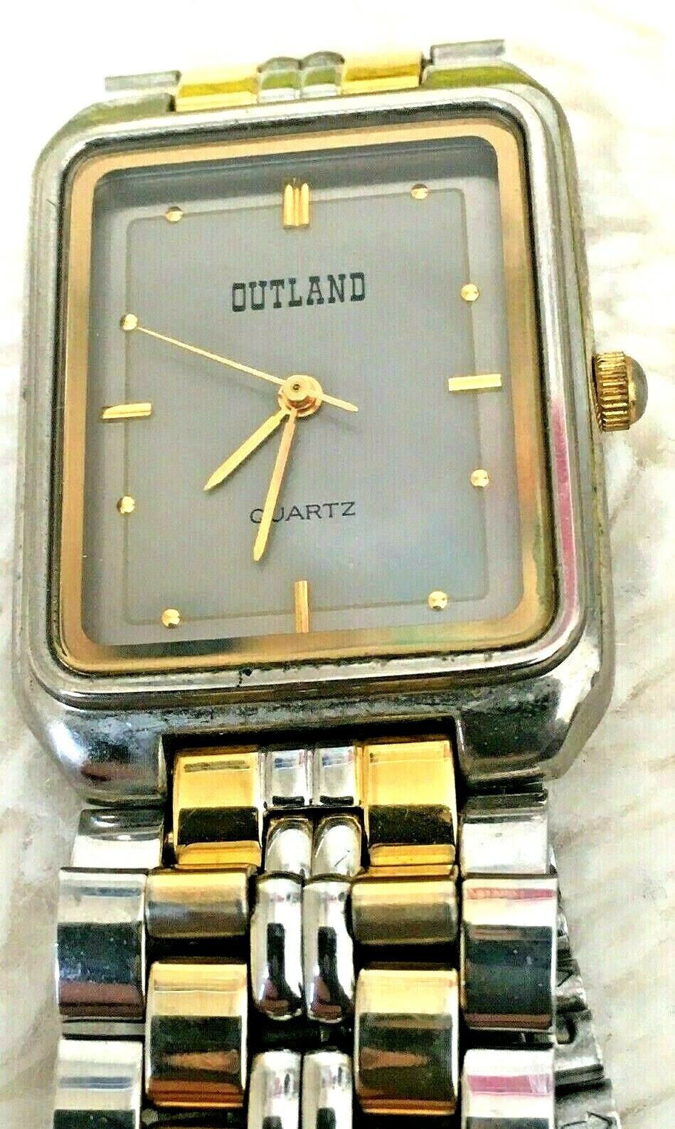 Vintage Outland Mens 8″ Quartz Watch 9045 Swiss Parts Need V377 Battery Fada Ind