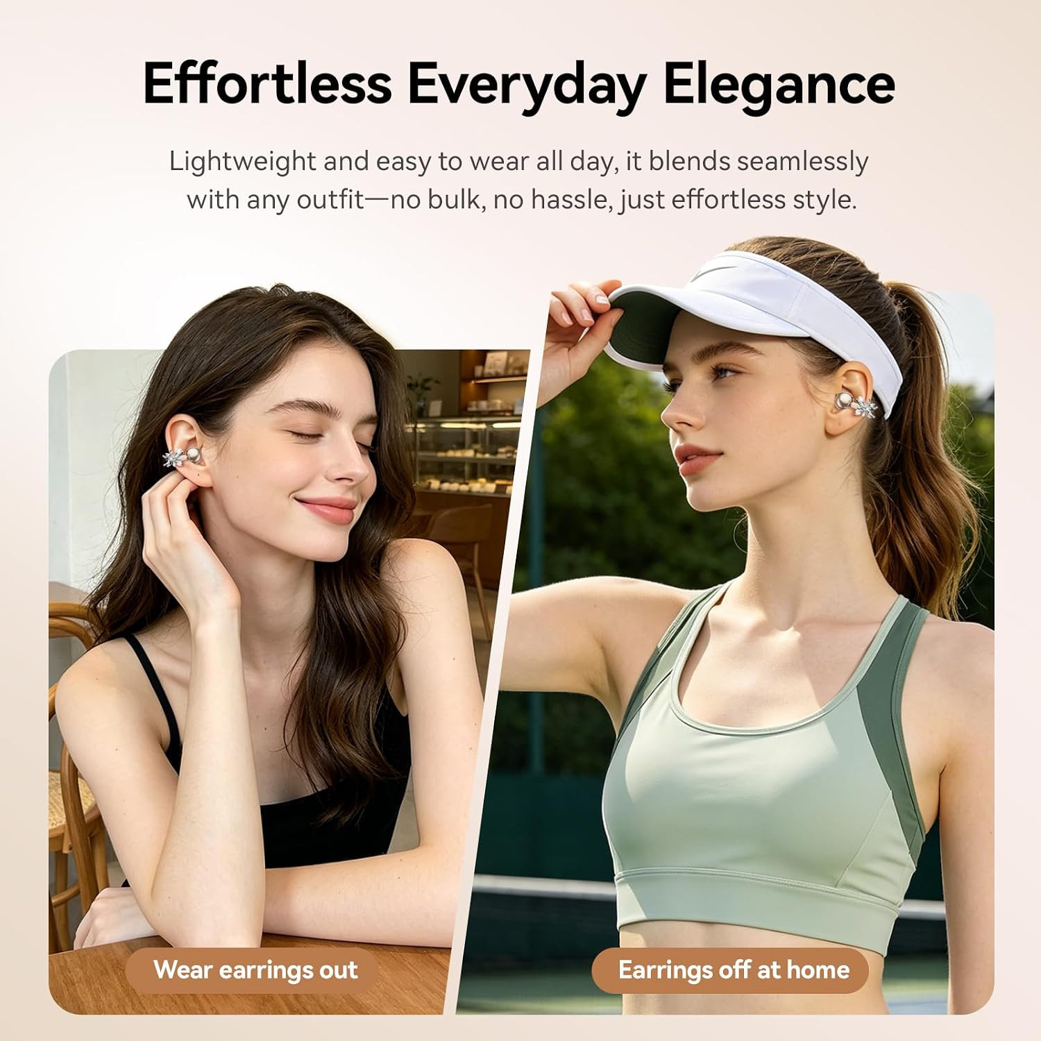 Wireless Bluetooth Earbuds with Detachable Butterfly Earrings & LED Case