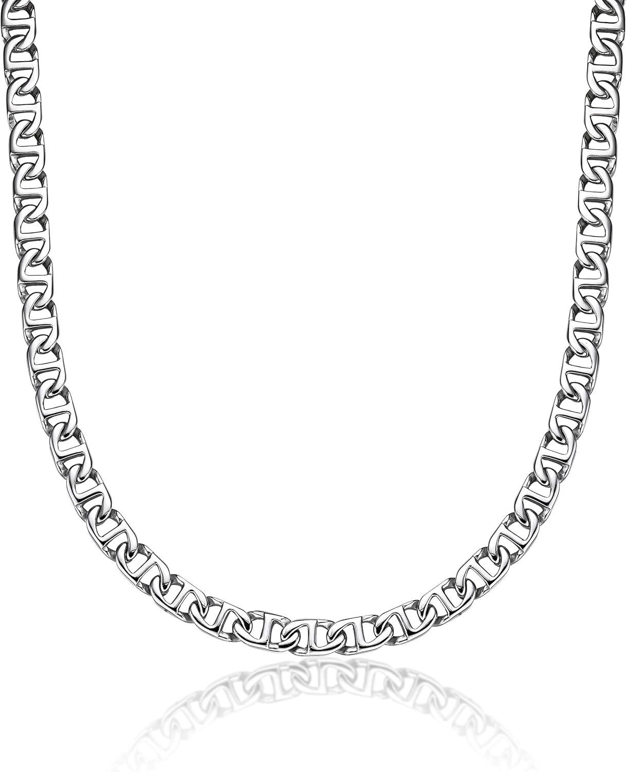 Stainless Steel Mariner Link Necklace for Men 22 to 24 Inch Chain Lobster Claw 1