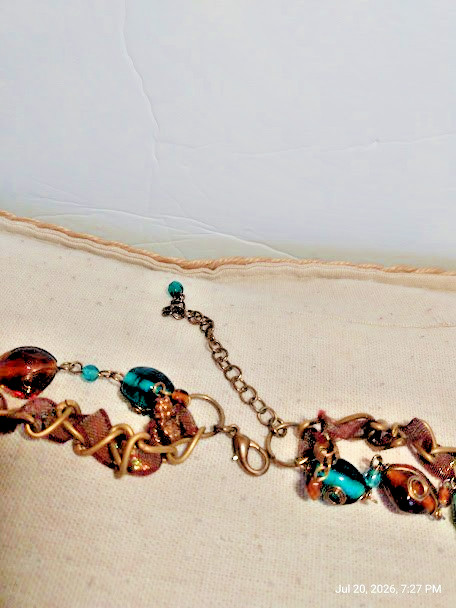 Southwest Style Multi-Color Wire Wrapped Glass Beaded Necklace