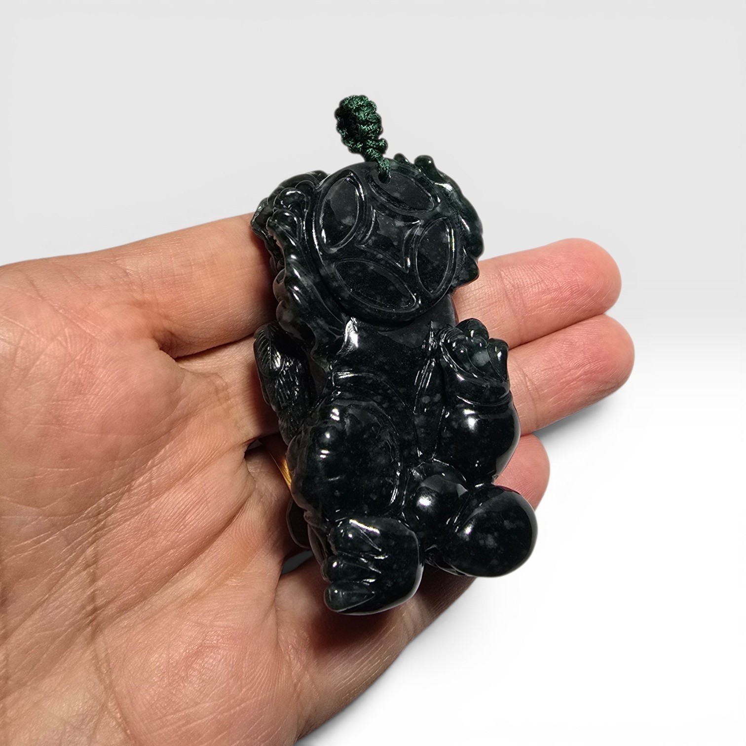 Certified Type A Jadeite Jade Flying Pixiu Pendant Deep Green Master Carver Cert