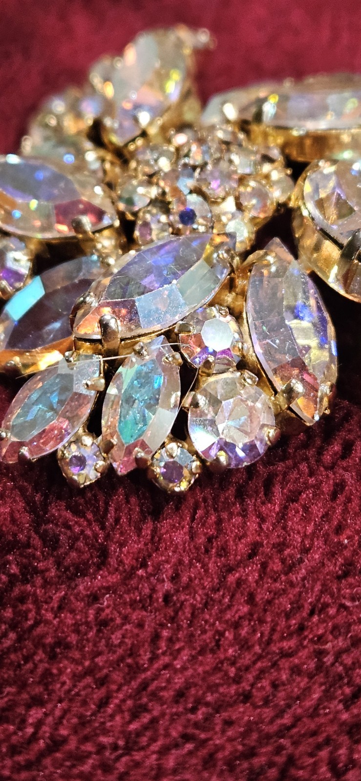 Sherman Aurora Borealis crystal 2″ Brooch signed vintage