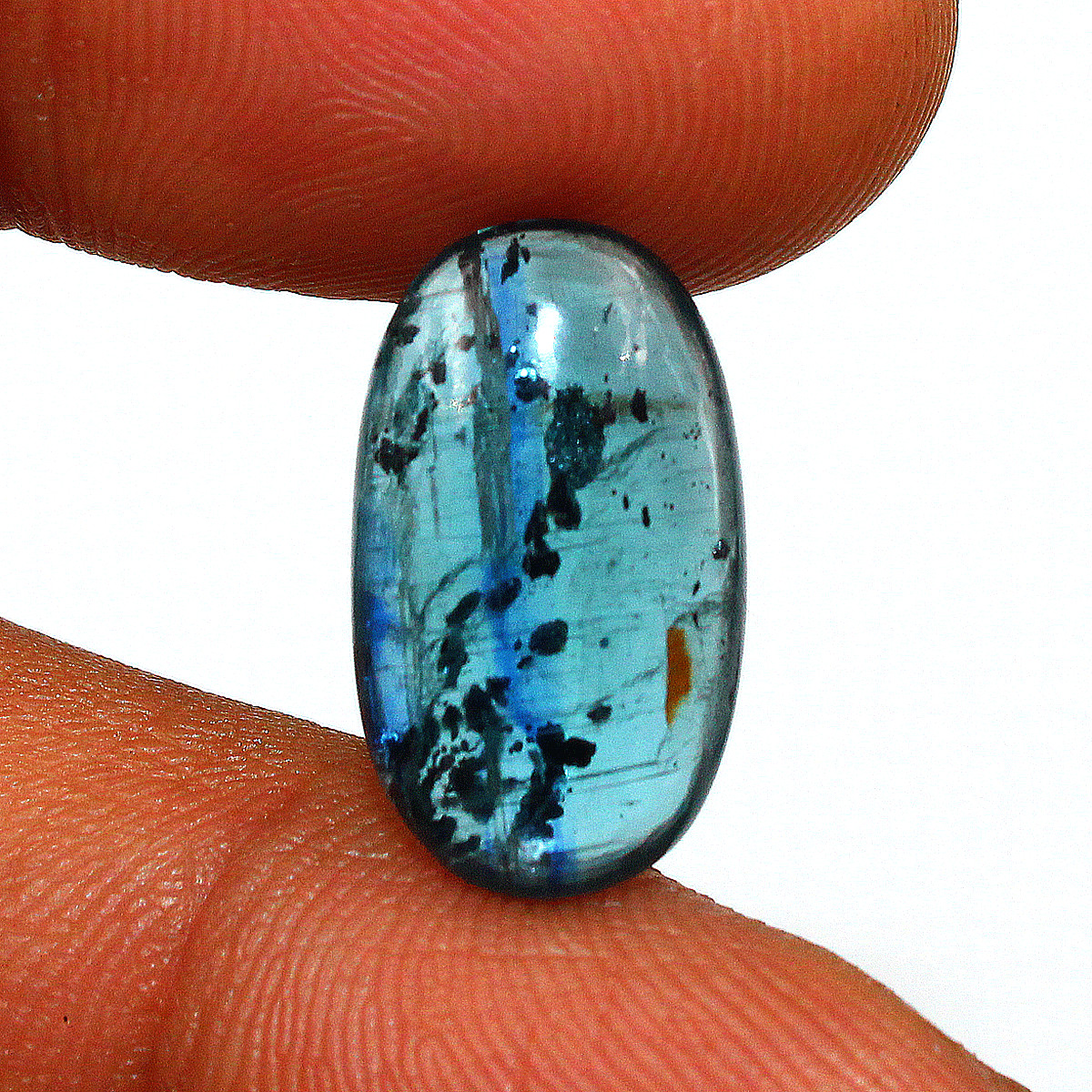 5 PC Natural Flashy Teal Moss Kyanite Untreated 15.4mm-18.5mm Cabochon Gemstones