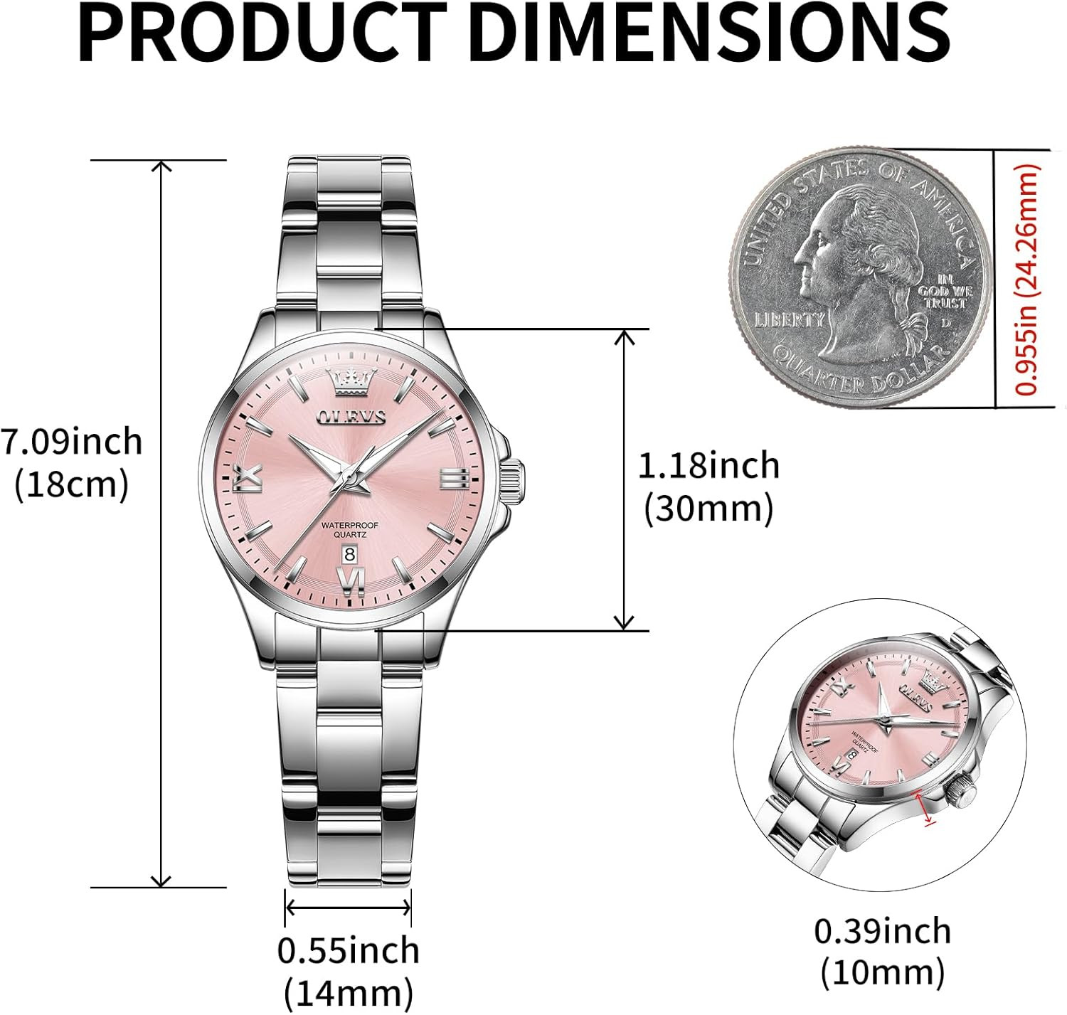 Womens Watch Elegant Dress Diamond Analog Quartz Watch Two Tone Stainless Steel