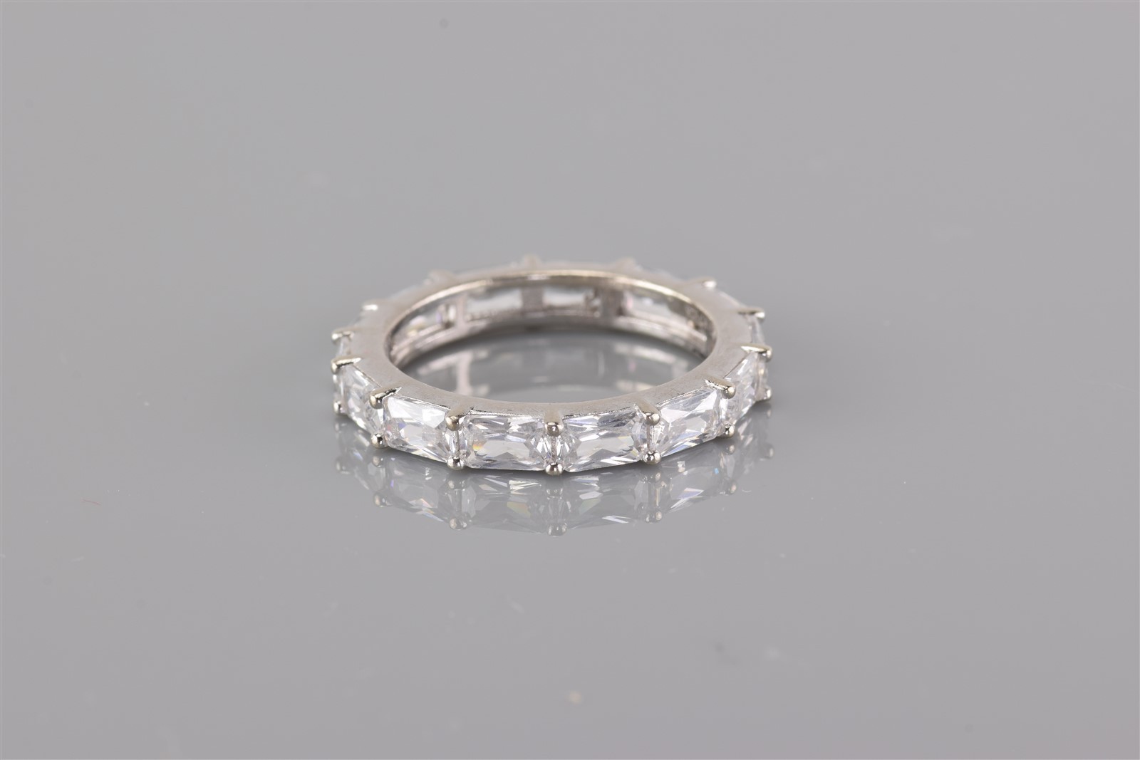 Fuzion Creation Sterling Silver Baguette Cubic Zirconia Band Ring FZN 925 Sz: 8