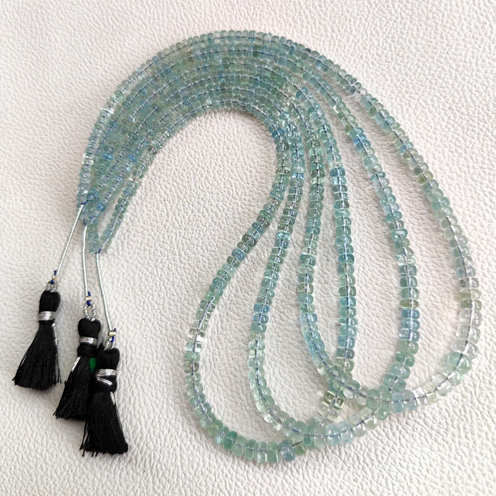 Natural Aquamarine 3.5-6mm Smooth Rondelle Beads Strand 16″ Brazil Gemstones