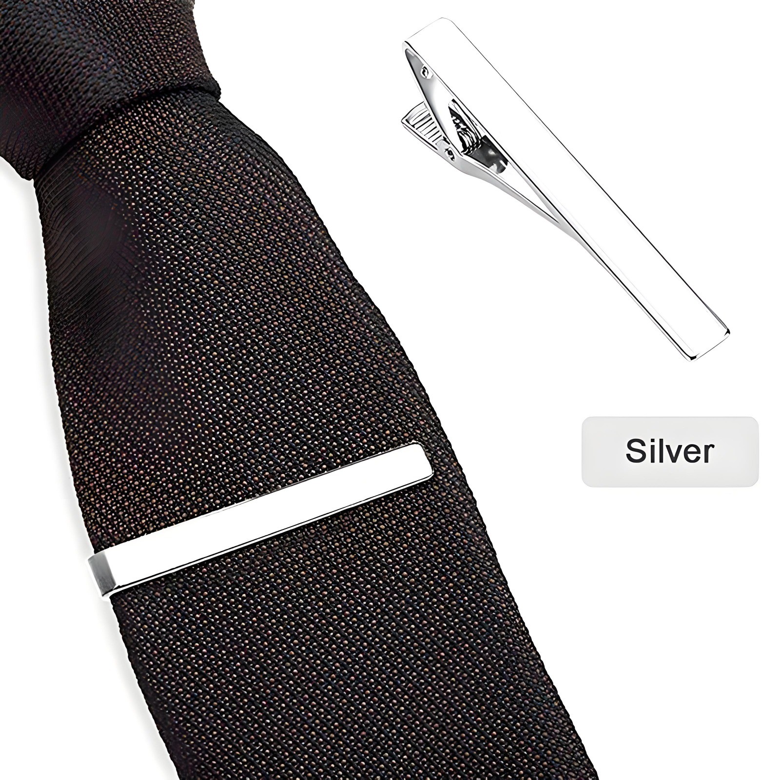 2.2″ Inches Mens Silver Stainless Steel Tie Clip Bar Necktie Silver Clasp Clamp