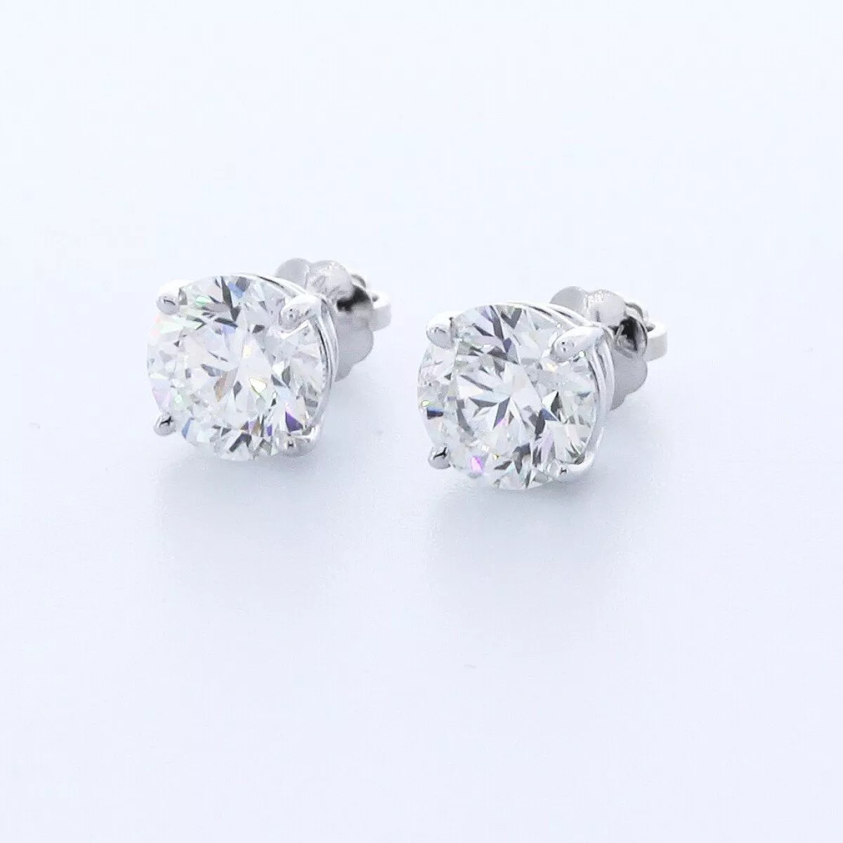 Solid 14K White Gold Stud Earrings Classic 3.75 CT Round Natural Diamond F SI2