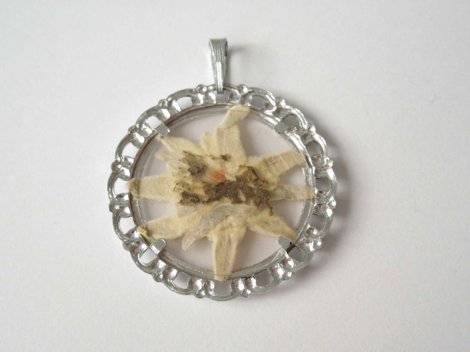 Pendant Edelweiss Dried Plastic silver-colored 0.06oz/1 13/16×1 1/2in