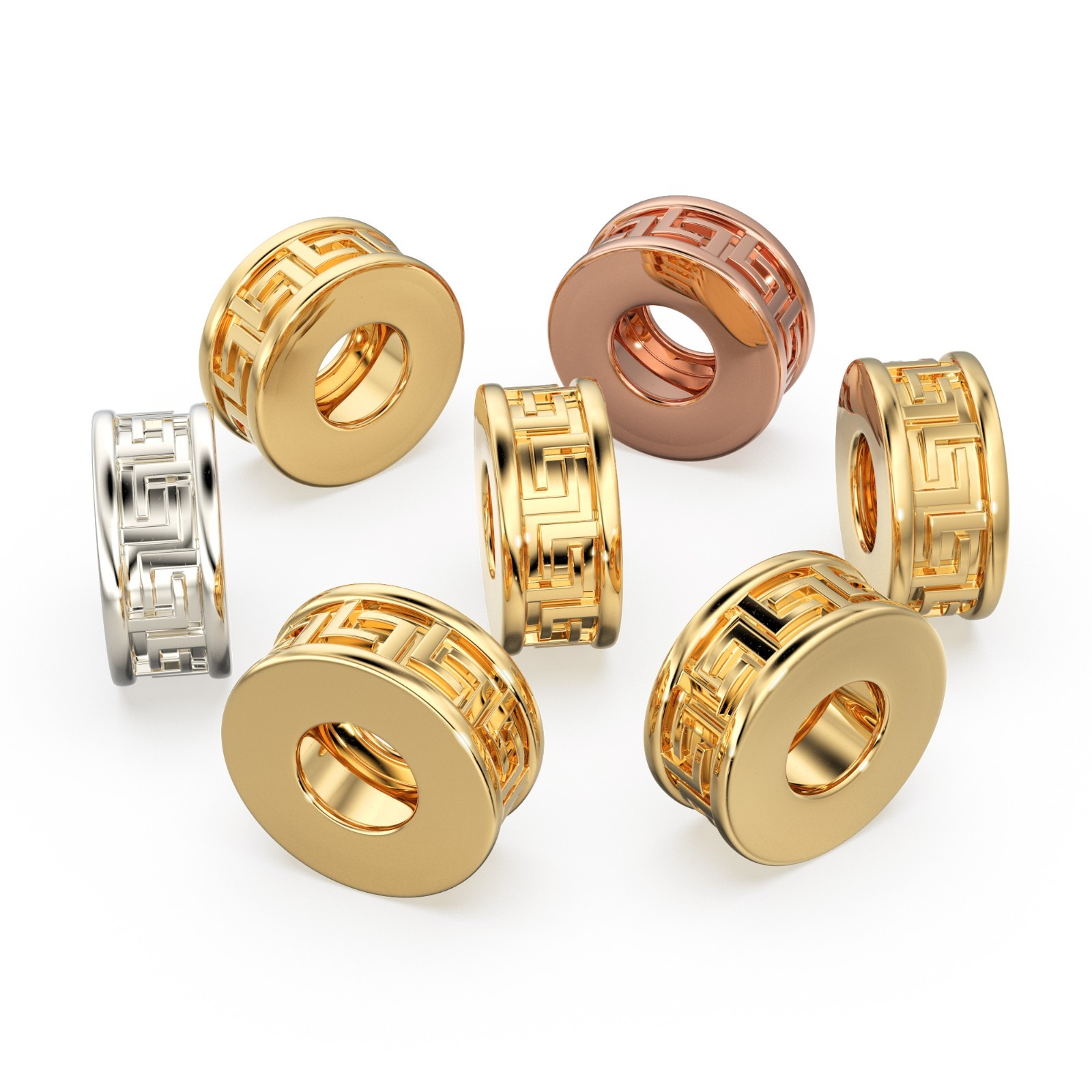 18k Solid Yellow Gold 8mm Large Hole Bead / Fancy Spacer Handmade Findings