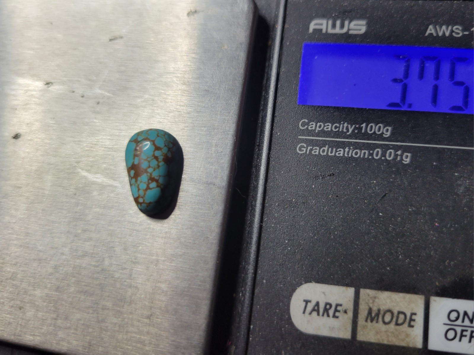 Number 8 Nevada Redweb Turquoise Sterling Silver Ring Size 8.25 Handmade