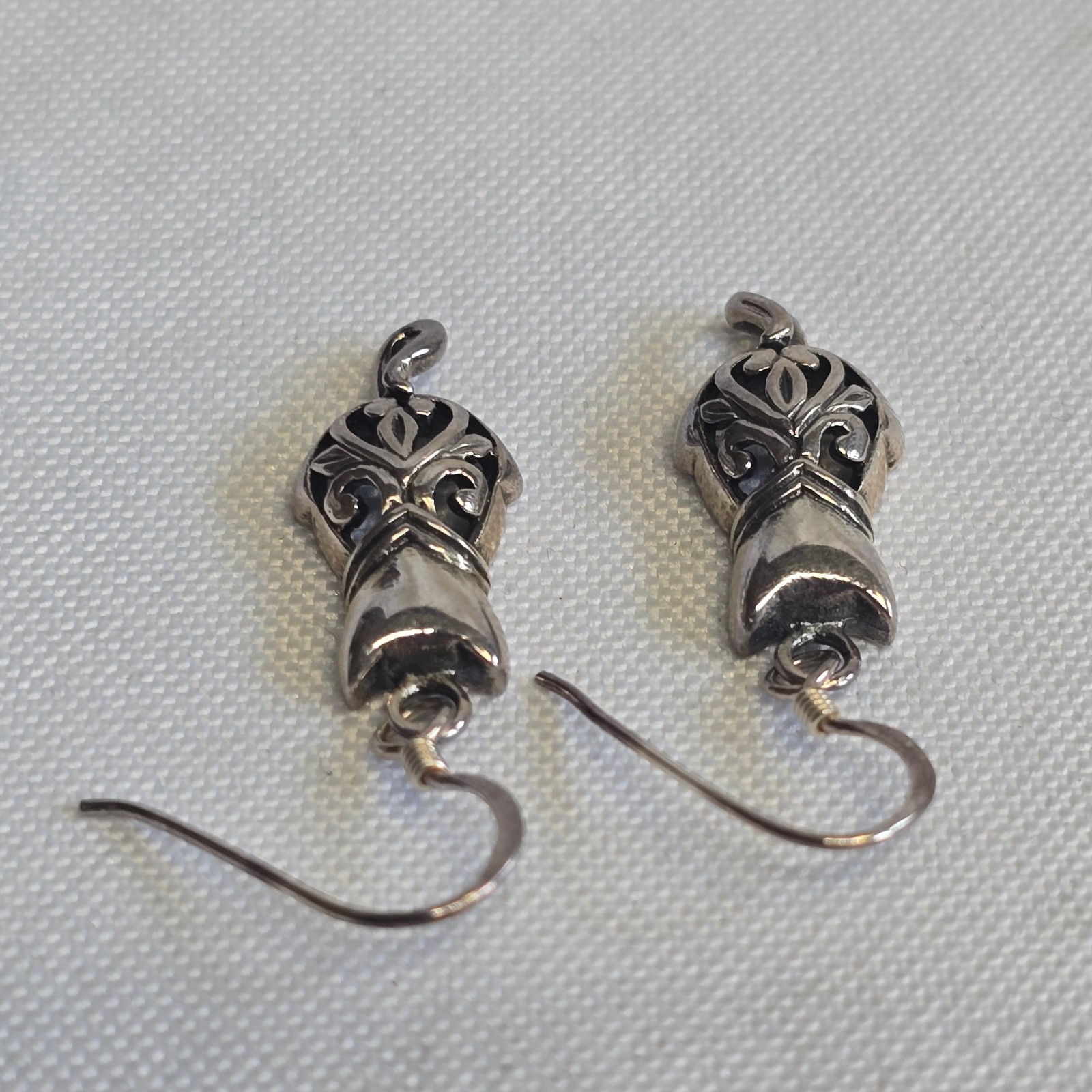 Sterling Silver Earrings 3.94g Fine Jewelry Figural Cat Dangle Hook