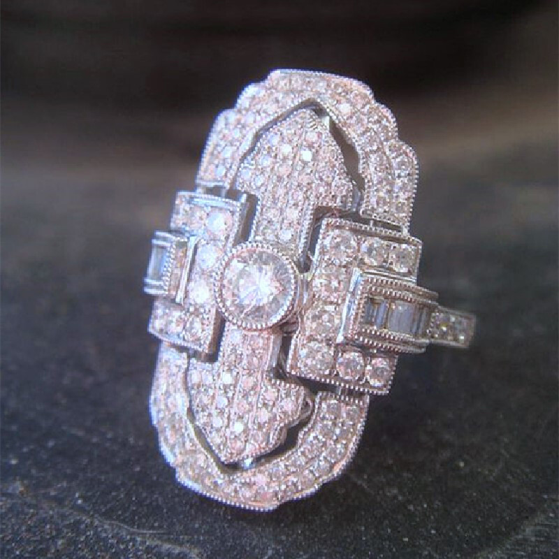 Authentic Vintage Style Ring 925 Silver Plated 2 CT CZ Valentine Gifts Band