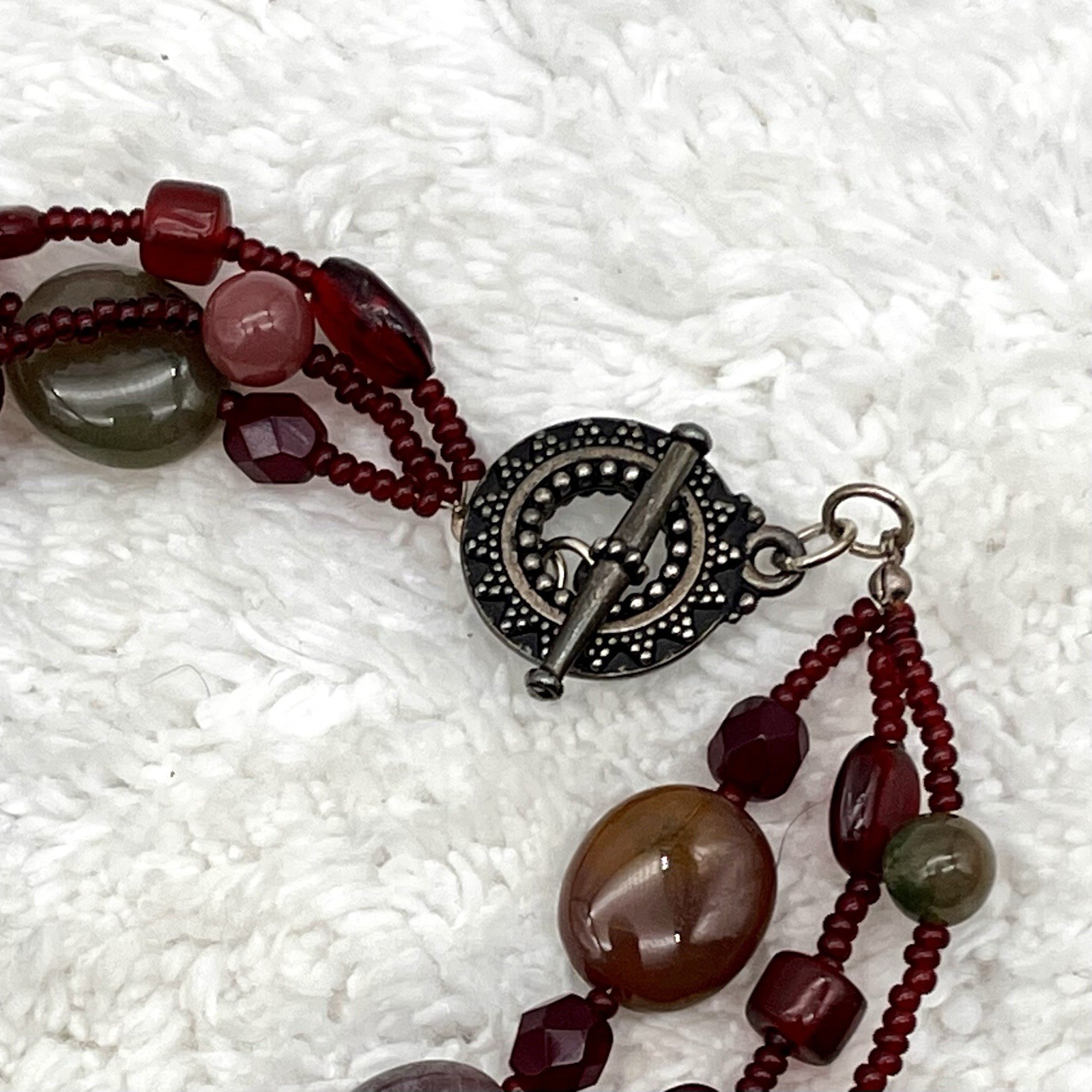 Boho Agate Necklace Bracelet Jewelry Set Rich Earth Tone Stones