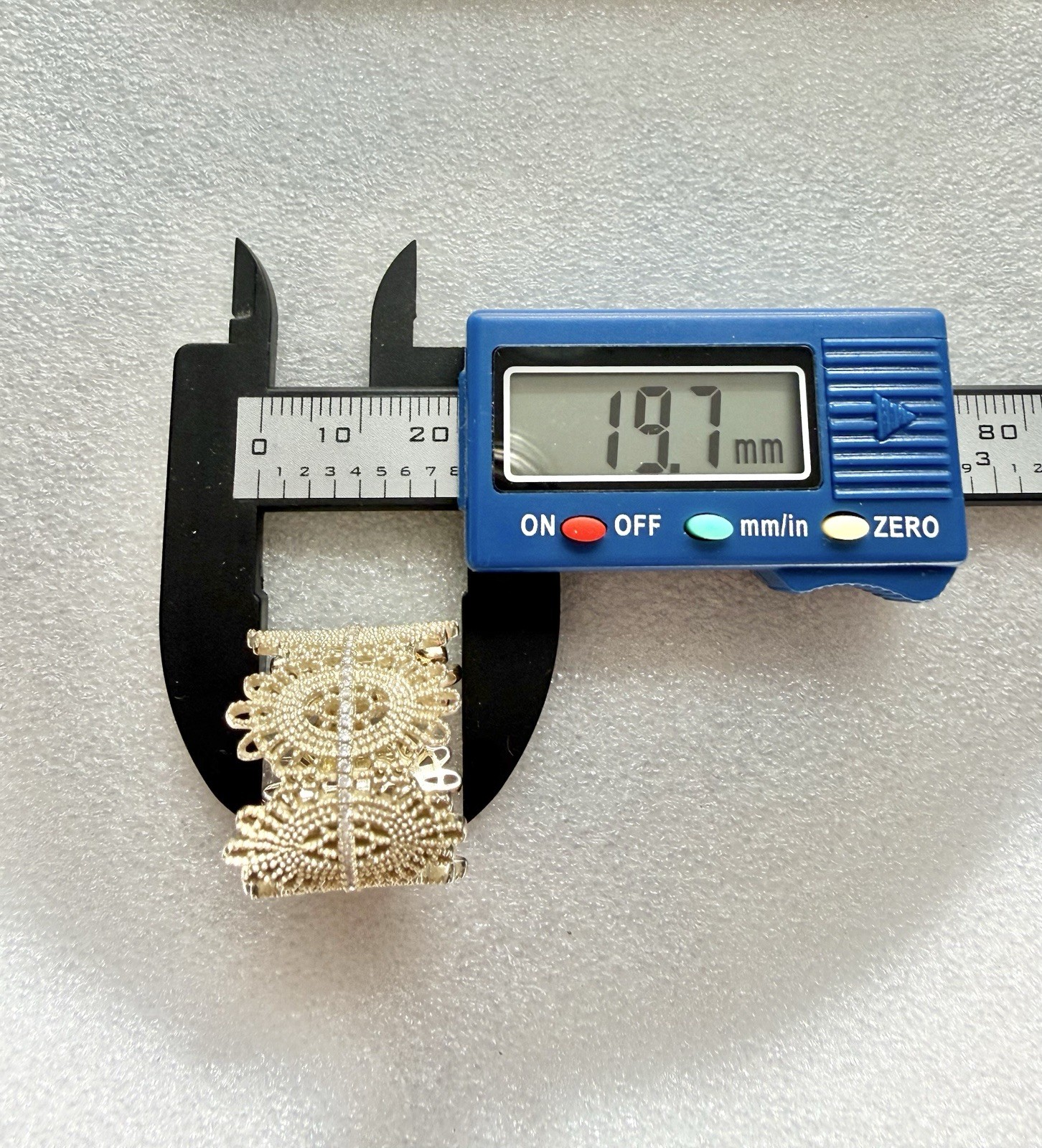 NADRI 925 Sterling Vermeil 19.7mm Wide Lace Sz7 Ring 8.86