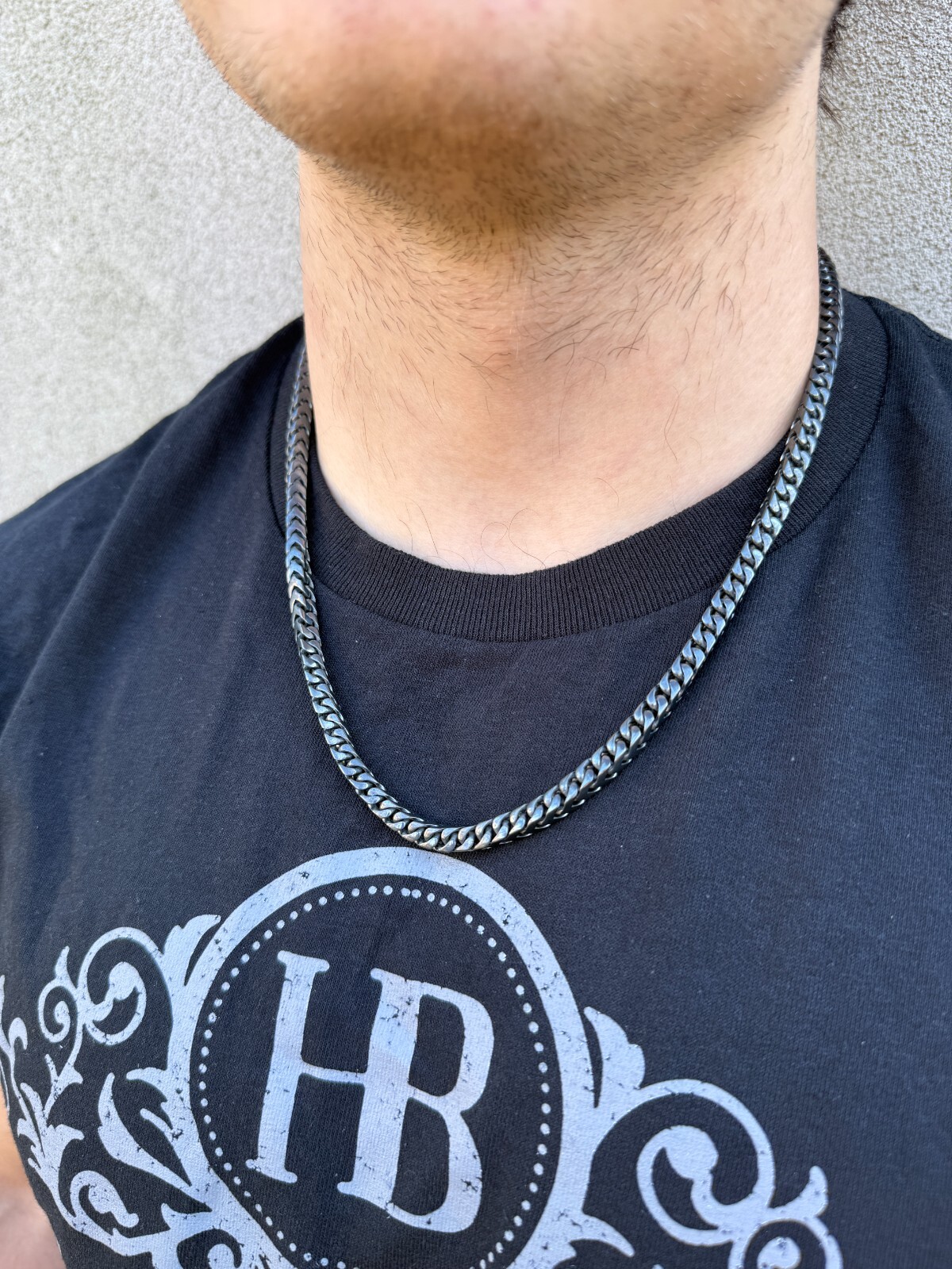 Handmade Franco Chain Necklace Black Rhodium Over Real 925 Silver Box Lock 6mm