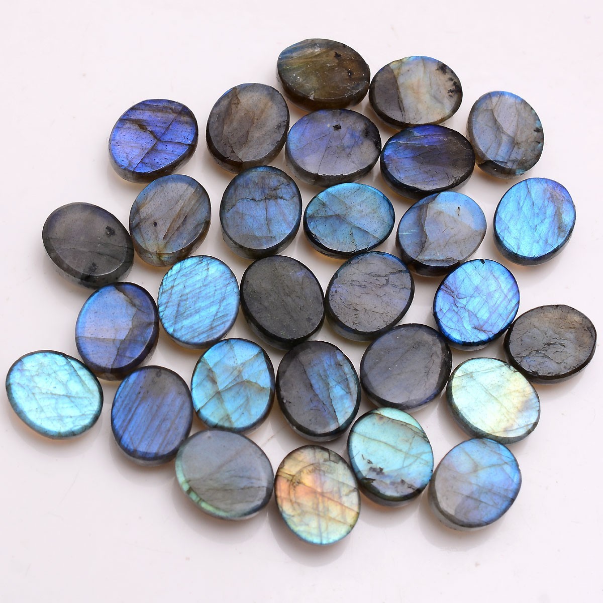 29 Pcs Natural Labradorite Blue Shine 11mmx9mm Oval Cabochon Loose Gemstones Lot