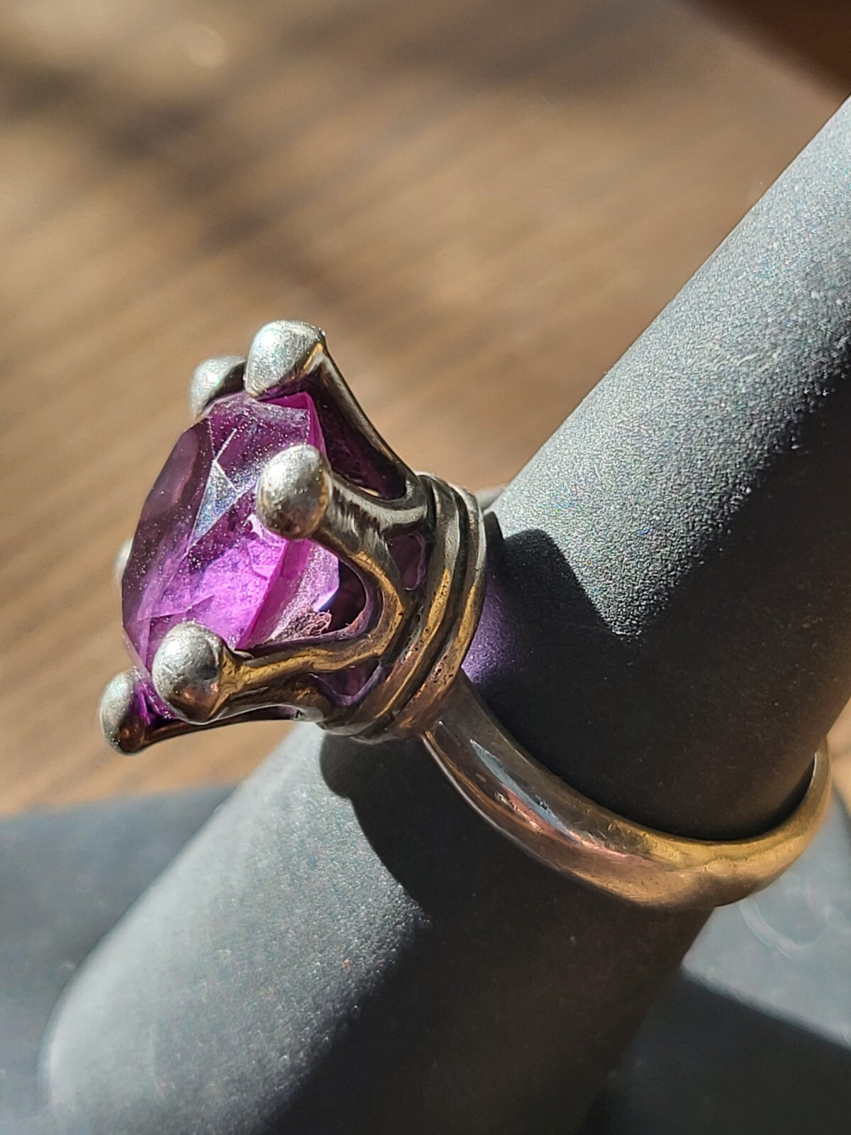 Large Purple Topaz Sterling Ring Size 6.75 Brilliant Cut 7.9g Statement 13.7mm