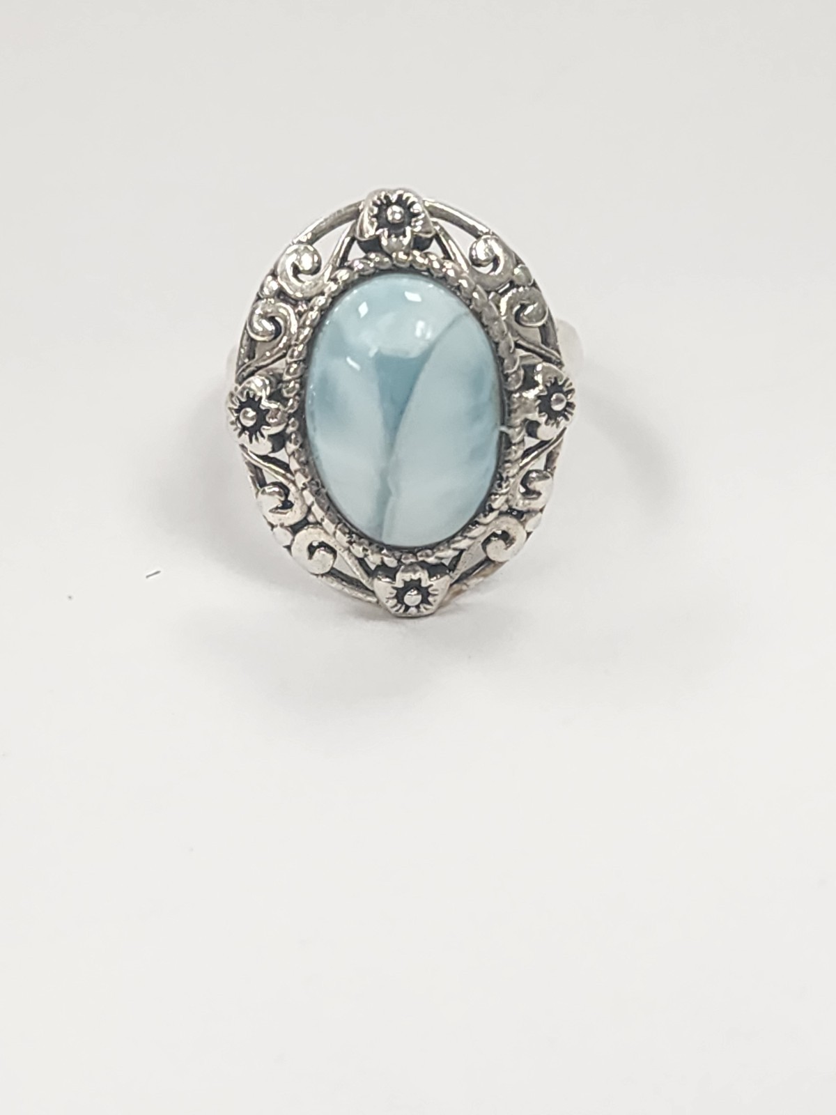 Blue Larimar Sterling Silver Ring #3622