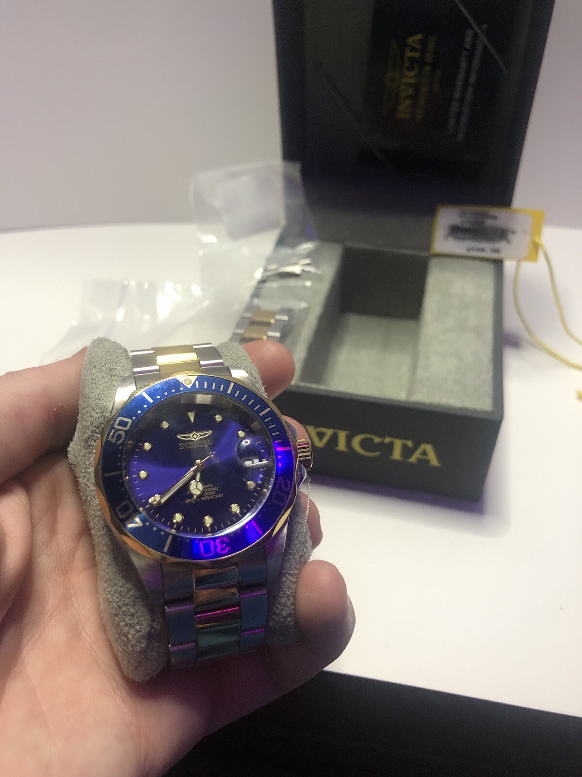 Invicta Pro Diver 26972 Blue Dial Two Tone Stainless Steel Wrist Watch for Men