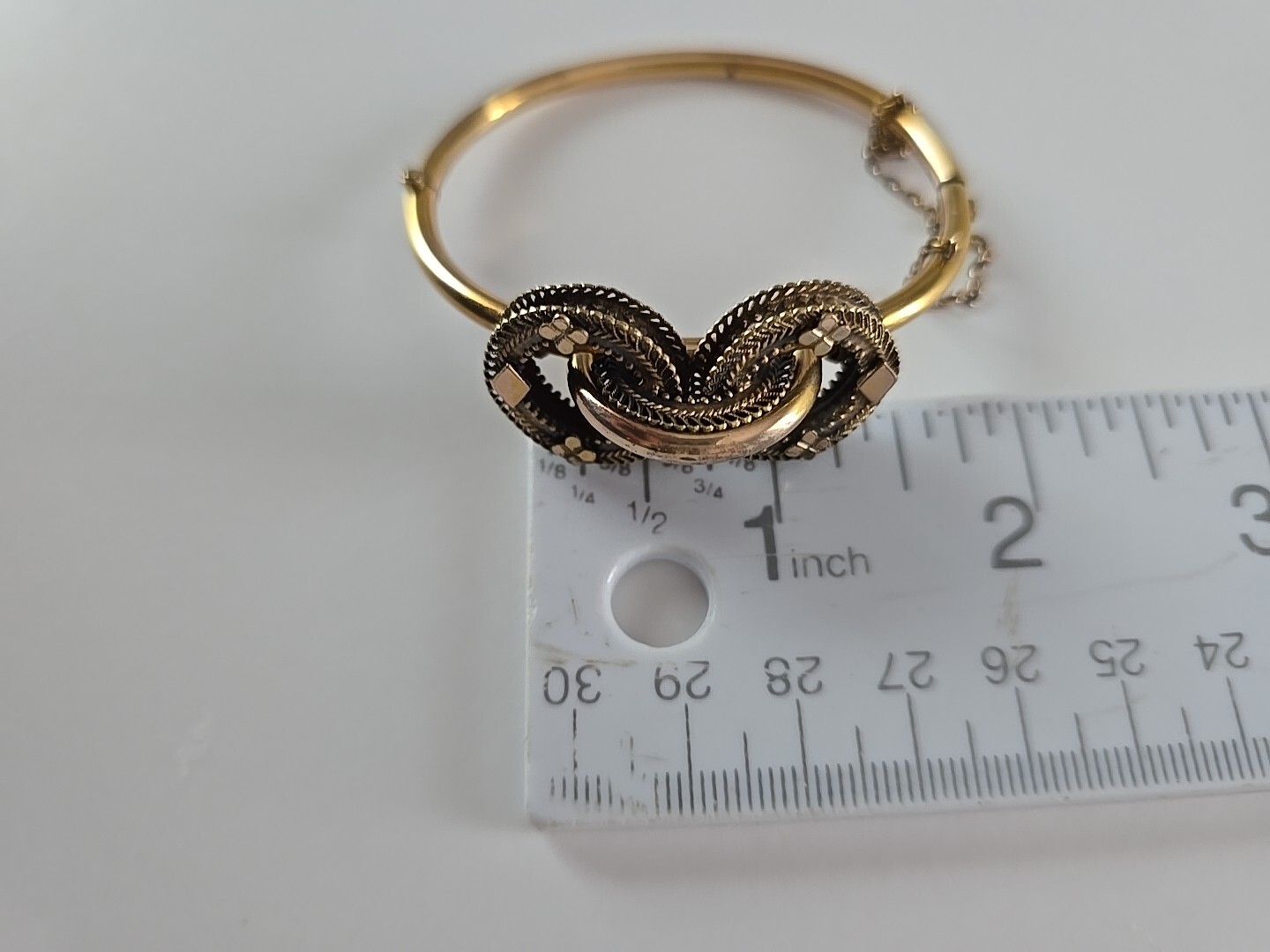 Victorian Etruscan Bracelet Gold Filled Filigree Clover Diamond Shape 6.25