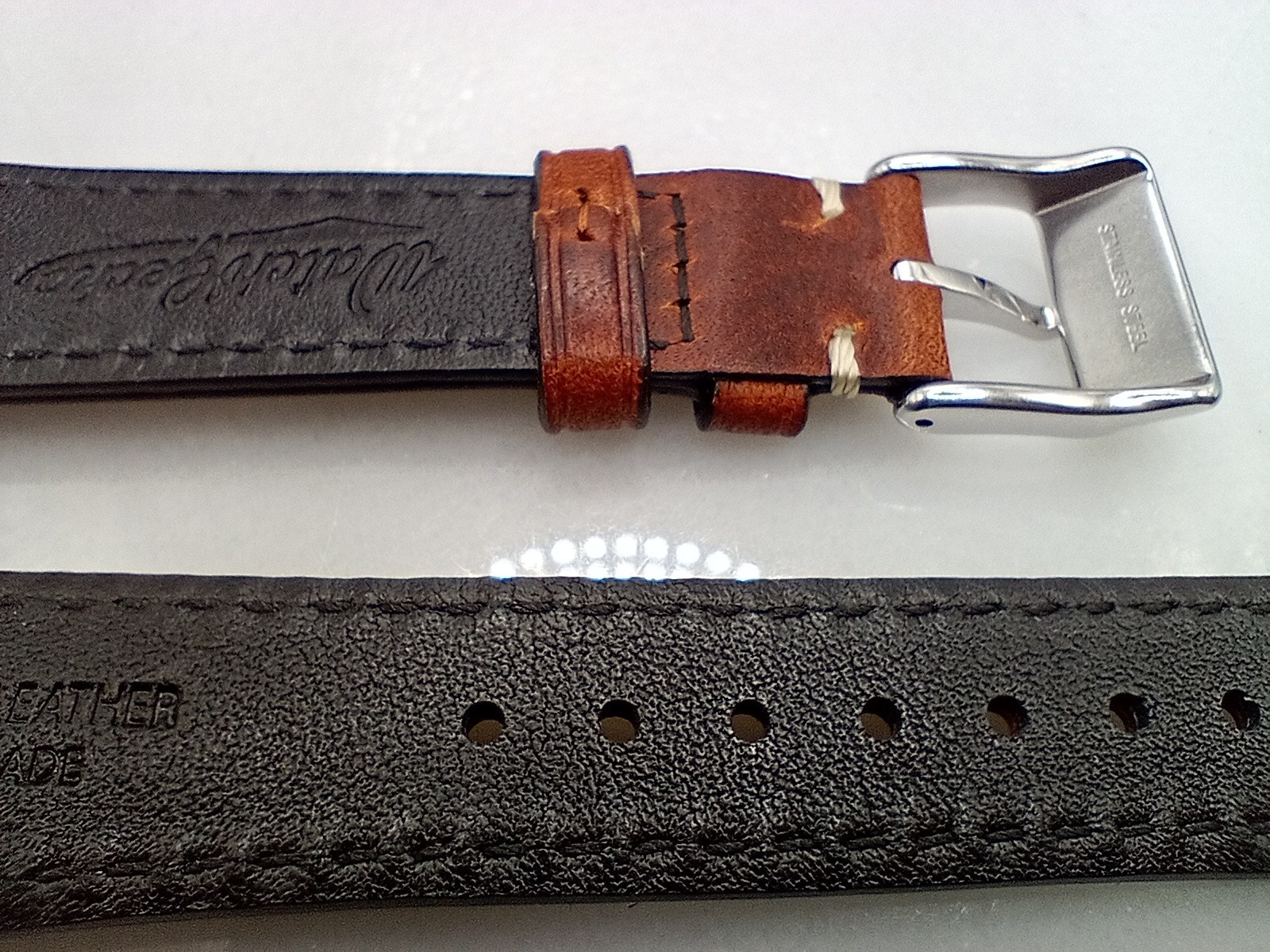 New Watchgecko Highley 20mm Italian Leather Handmade Brown Watch Strap 6B382