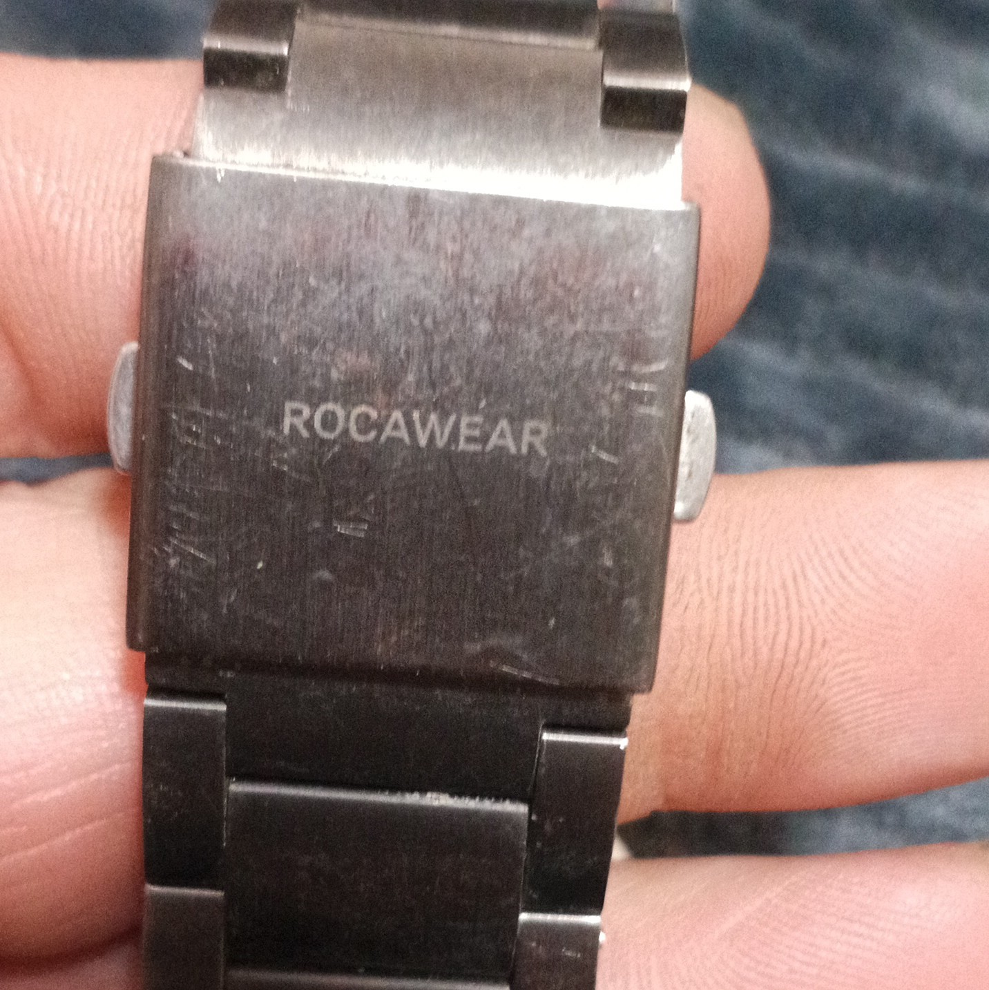 Rocawear Men’s Quartz Chronograph Wristwatch Gray/Black Dial Silver Bracelet